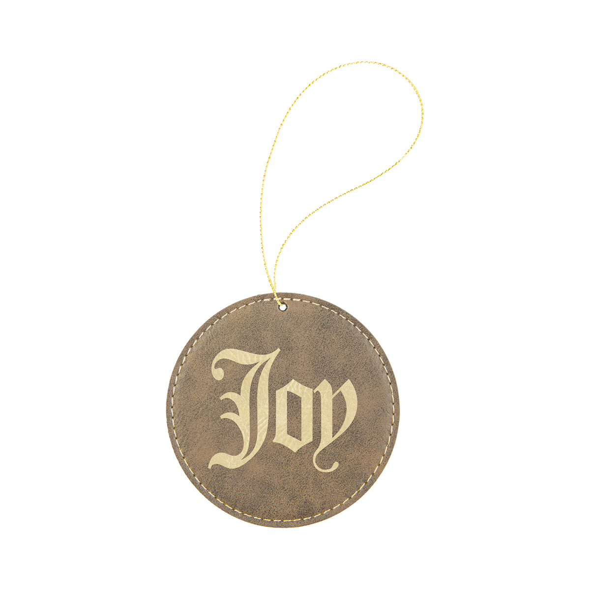 Rustic/Gold Leatherette Round Ornament