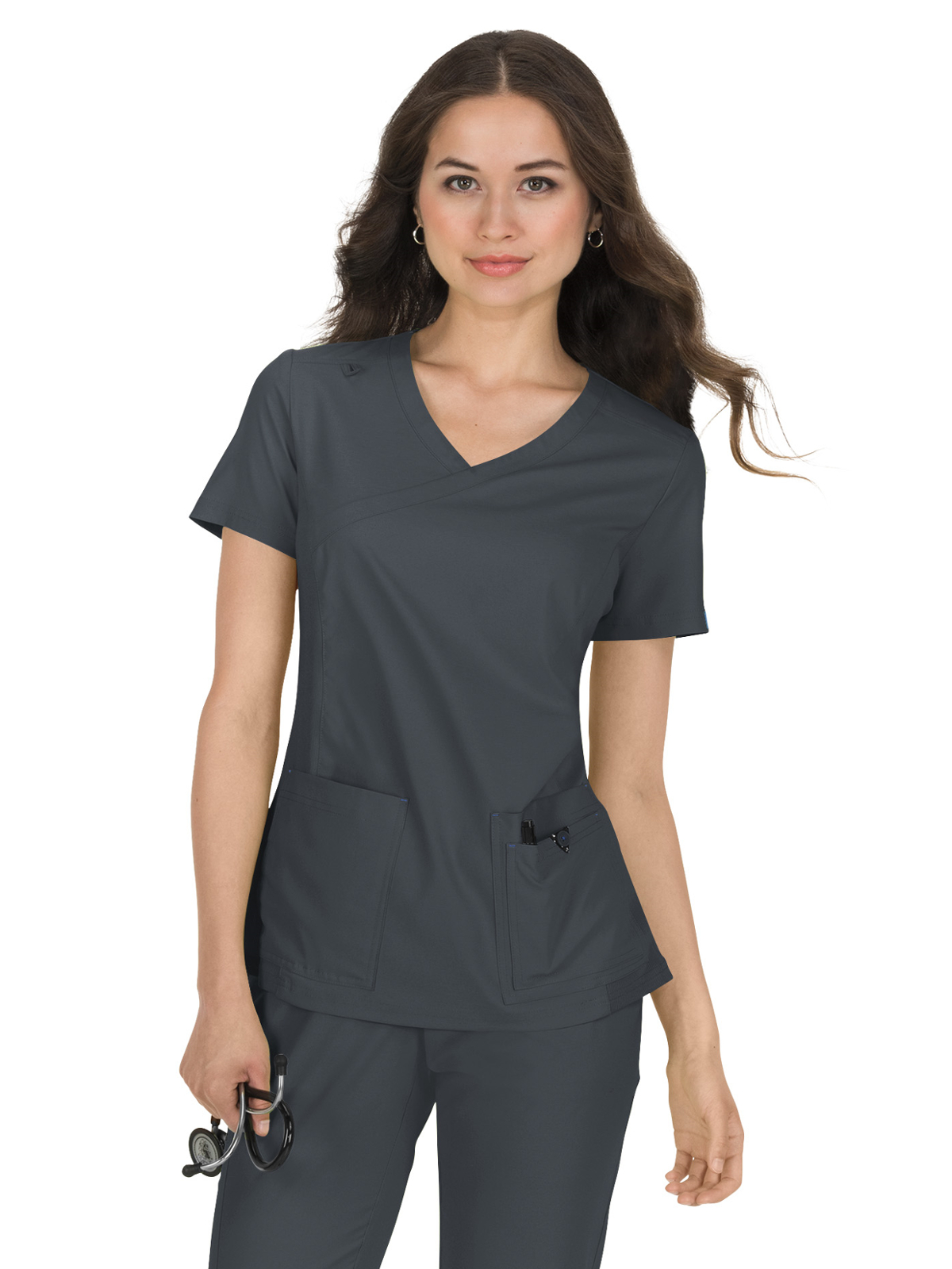 koi - Basics - Women's Four-Pocket Mock-Wrap Neck Katie Top 33