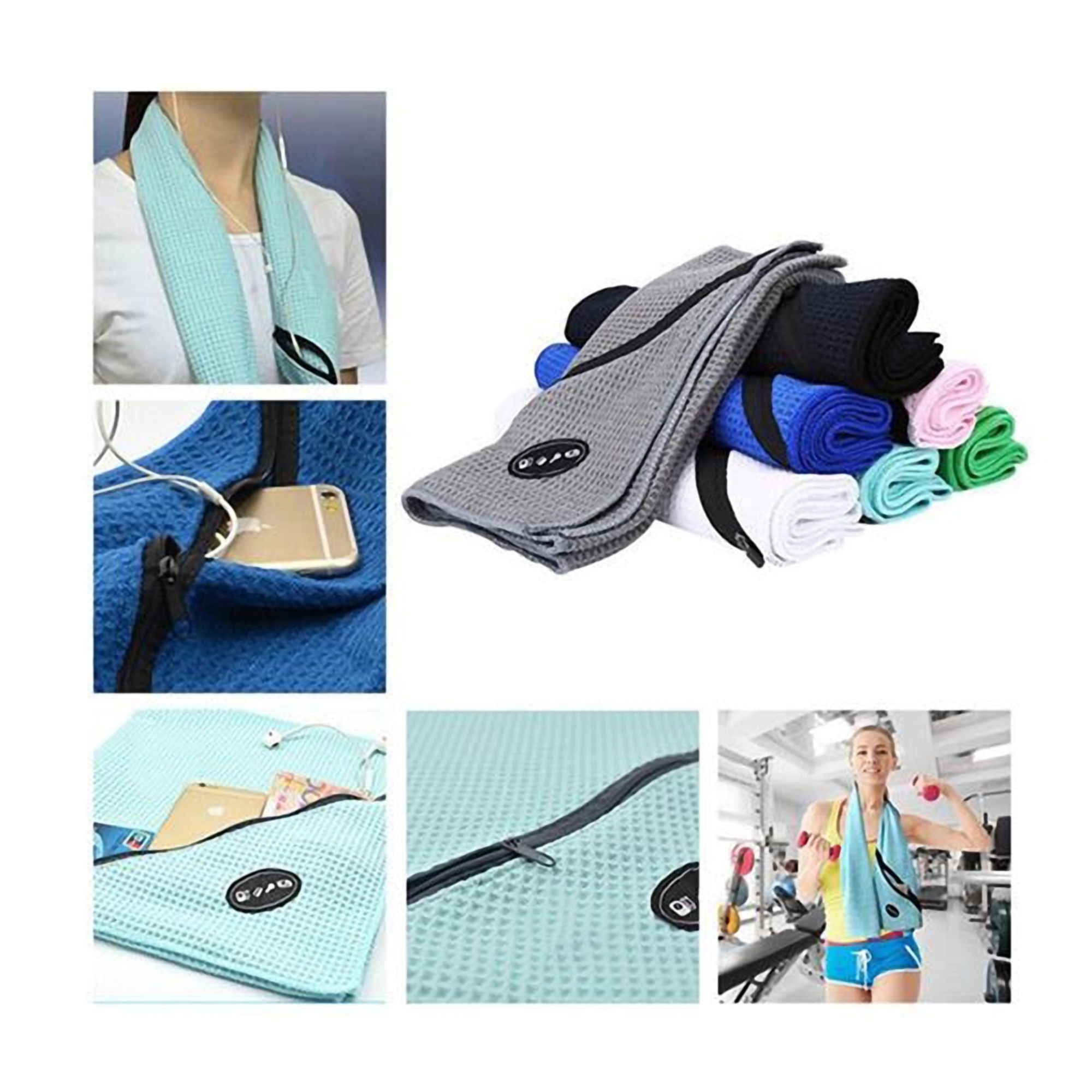 Sports Towel w/Zipper Pocket 3