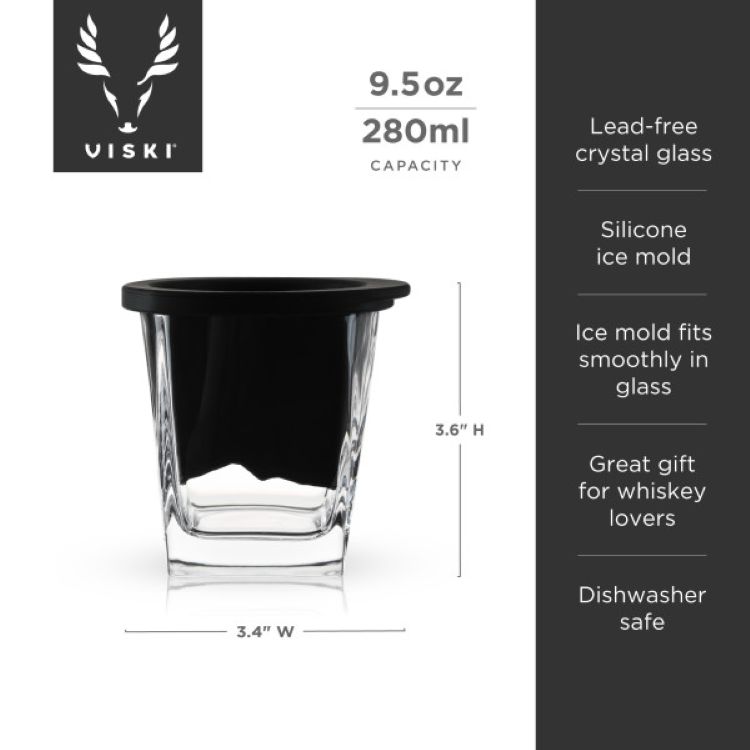 Viski® Glacier Mountain Ice Mold Rocks Glass Set 3