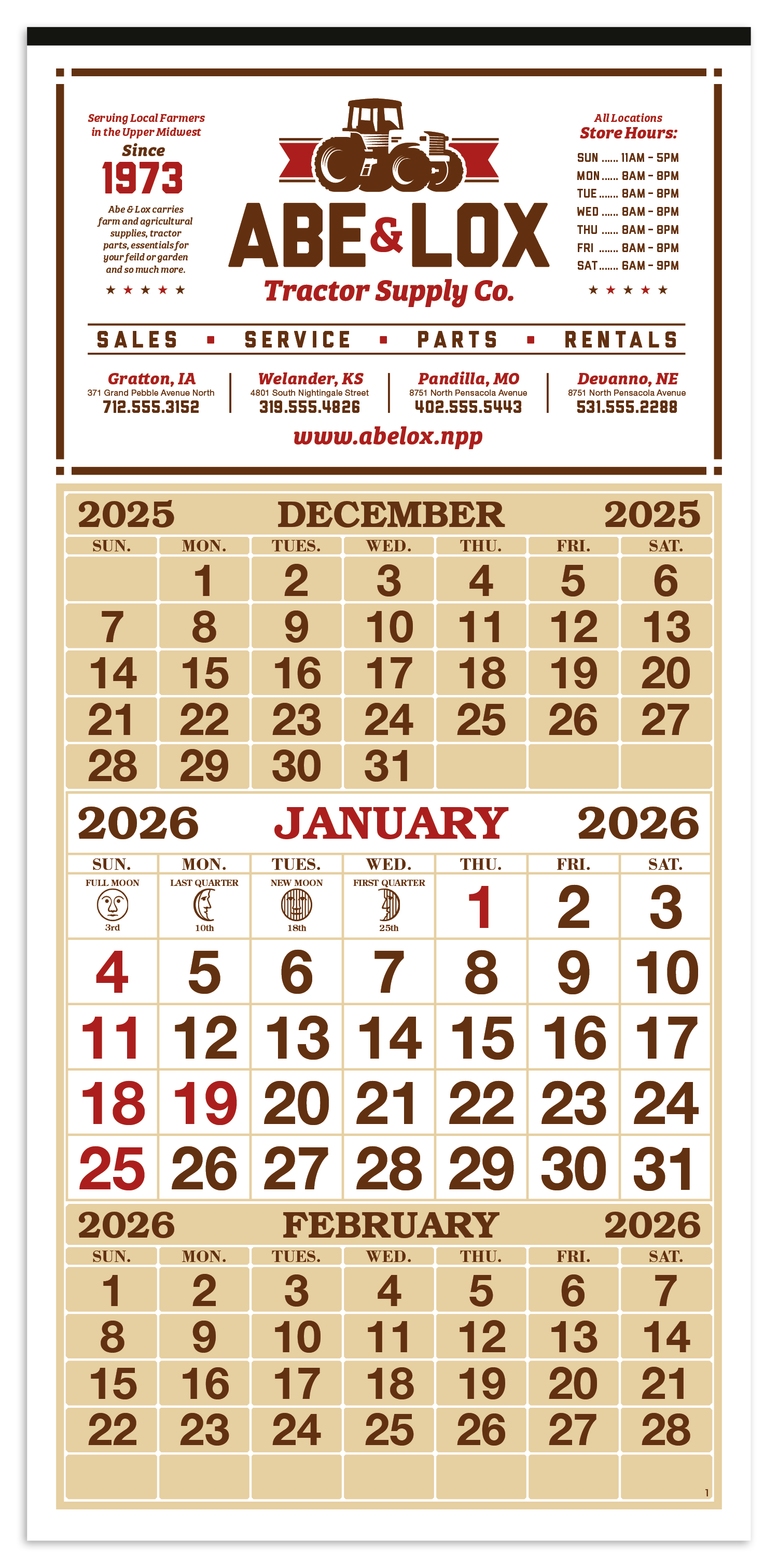 Skinner & Kennedy® 3-Month Display 12-Sheet Calendar 2