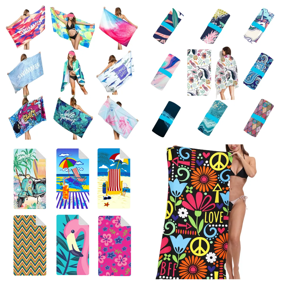 Microfiber Thin Lightweight Beach Towel Sand Free Quick Dry 1
