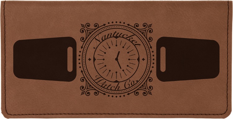 6 3/4" x 3 1/2" Dark Brown Leatherette Checkbook Cover 1