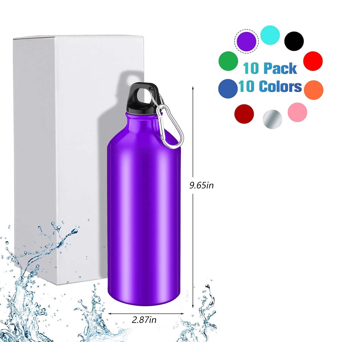 Large Travel Gym Sports Camping Water Bottle with Carabiner 5