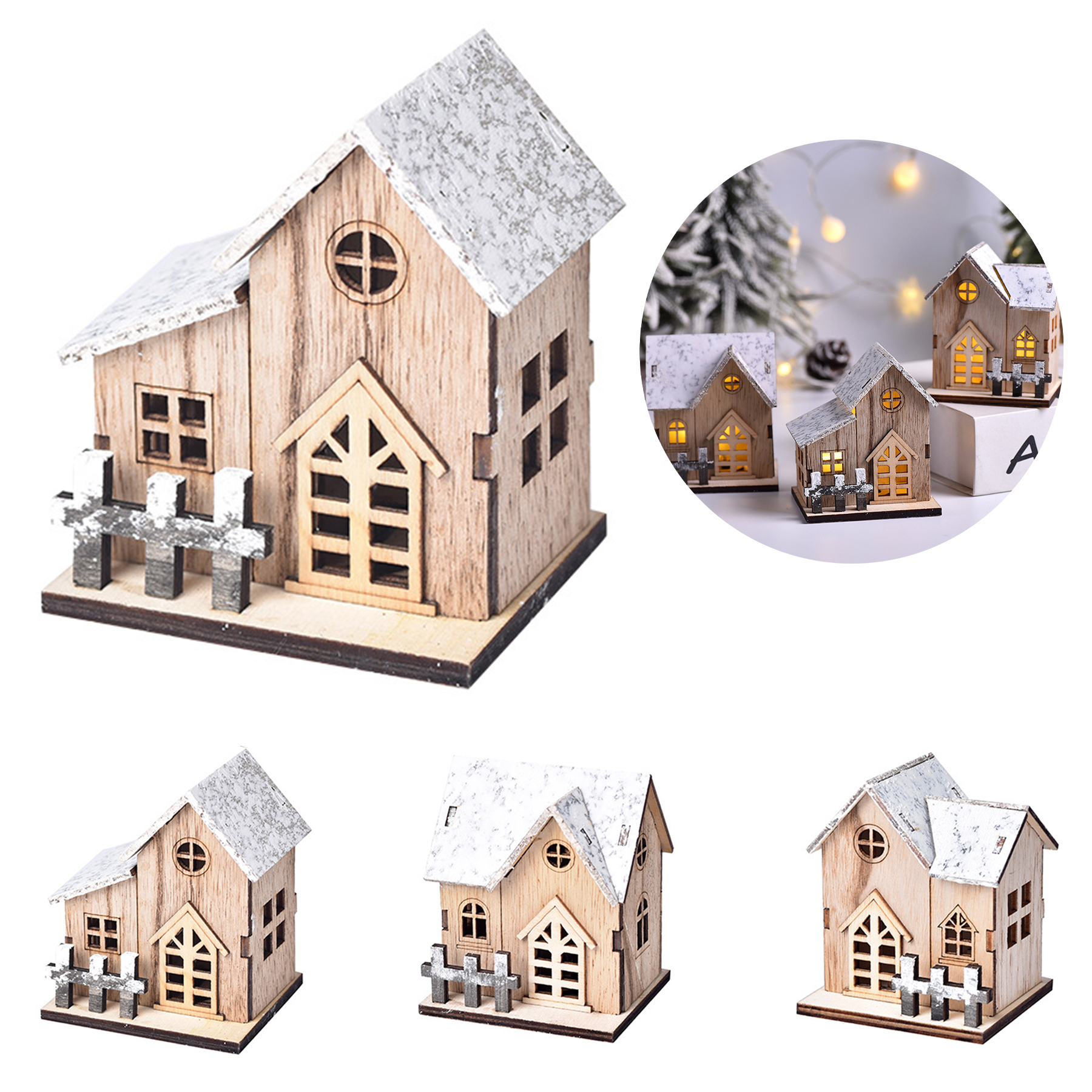 Table Centerpiece Christmas Village Houses Decoration