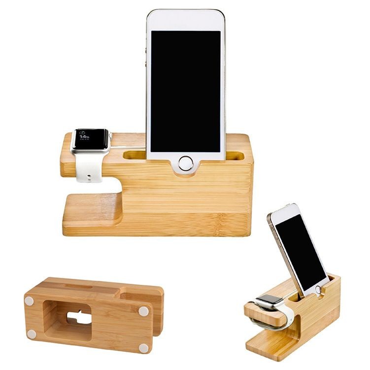 Bamboo Wood Desktop Charging Dock Station Charger Holder 7