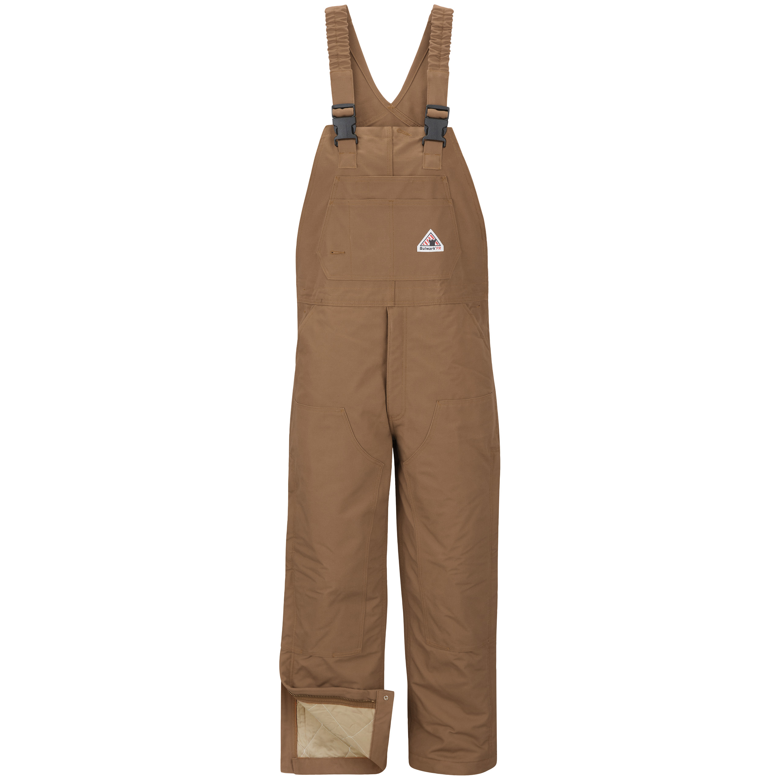 Bulwark® Men's Heavyweight FR Insulated Brown Duck  Bib Overall with Knee Zip 2