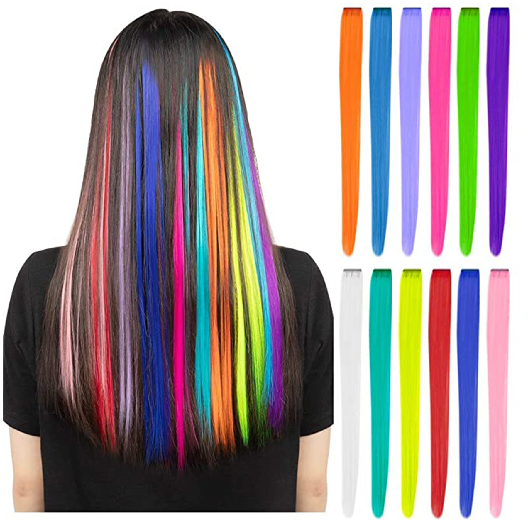Colored Party Highlights Colorful Clip in Hair Extensions