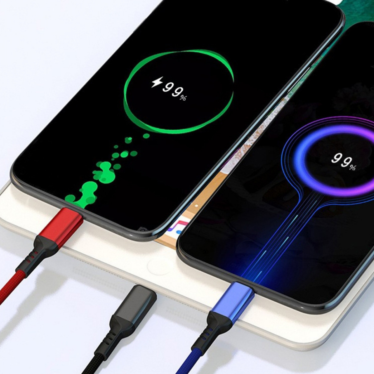 3-in-1 Braided Charging Cable W/ USB-A and Multi Connectors 3