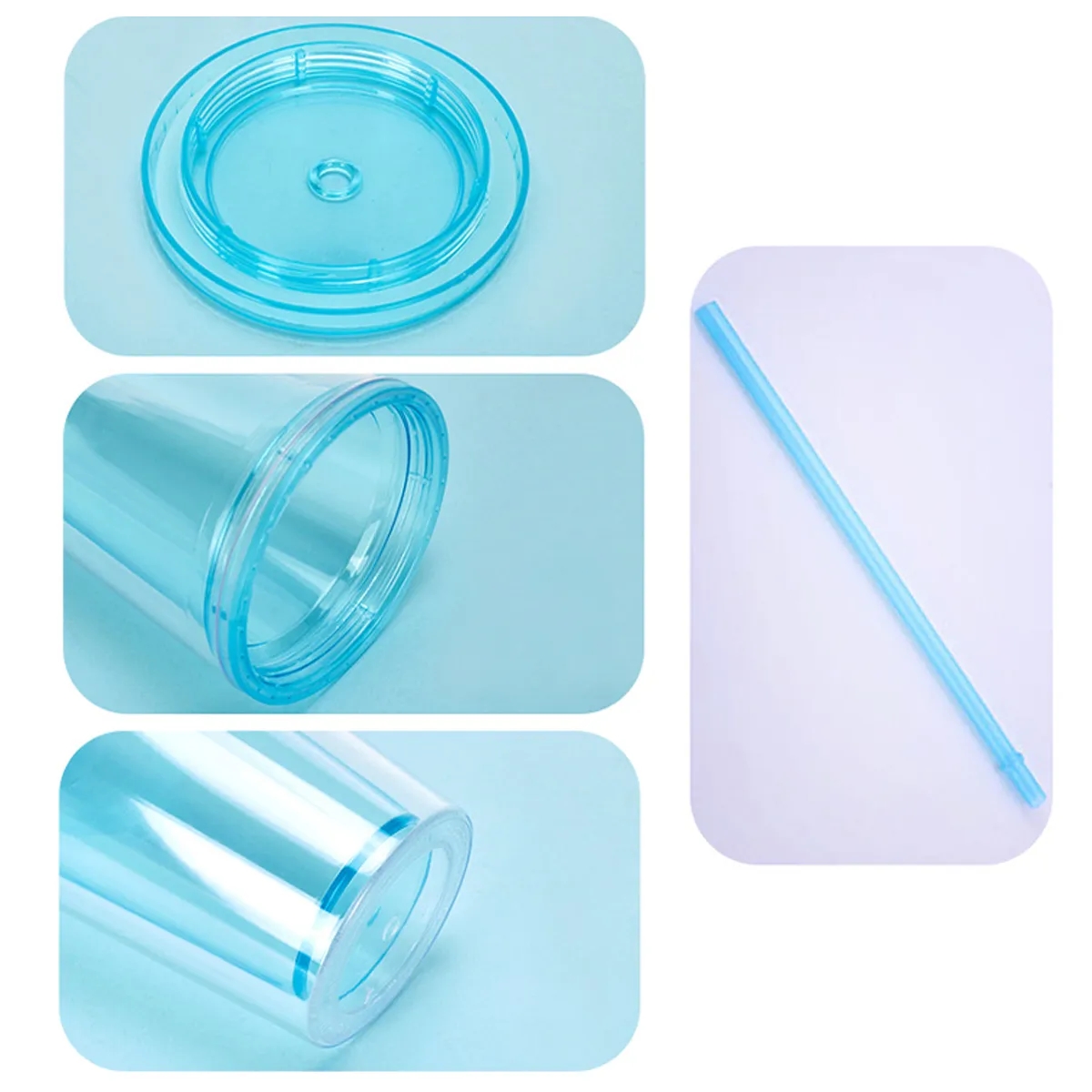 16 Oz. Acrylic Double-Wall Reusable Cup With Lid And Straw 1