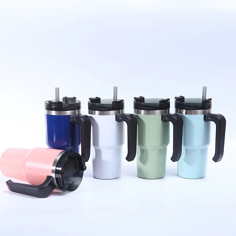 30 OZ Insulated Travel Mug with Handle, Lid and Straw 3
