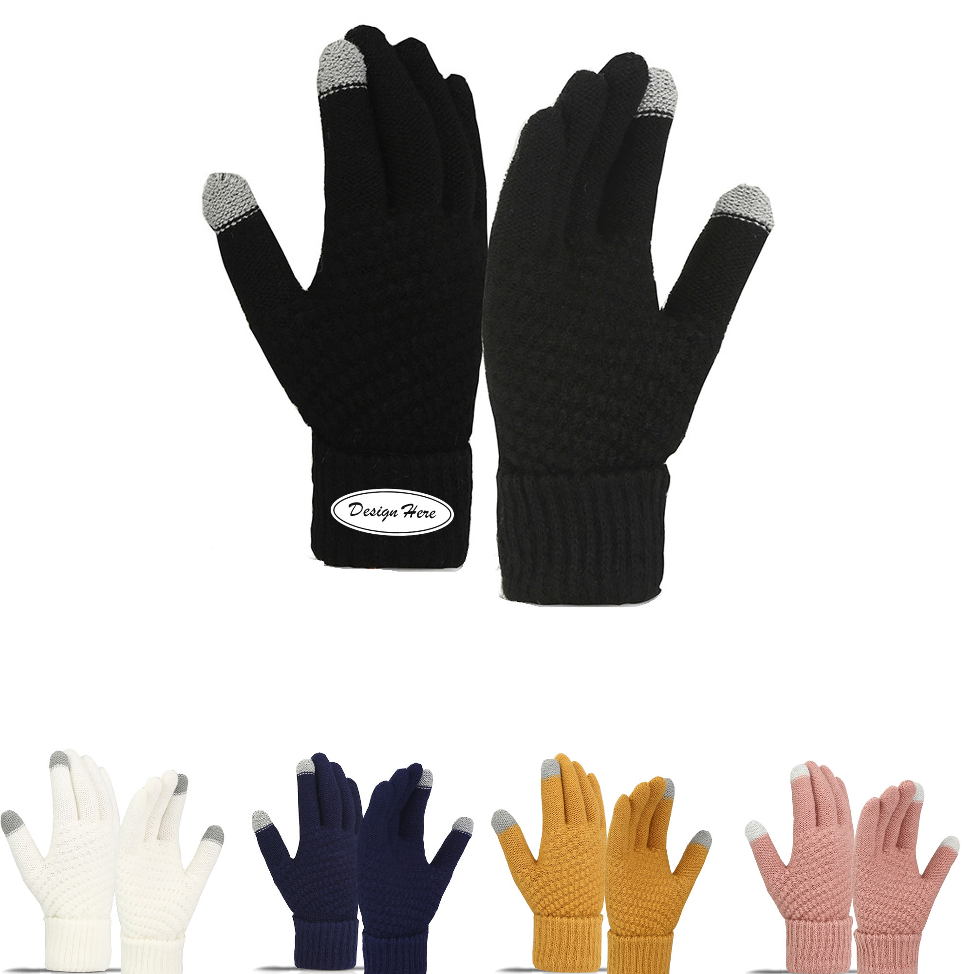 Women's Warm Cable Knit Gloves, Insulated Fleece Lining 2
