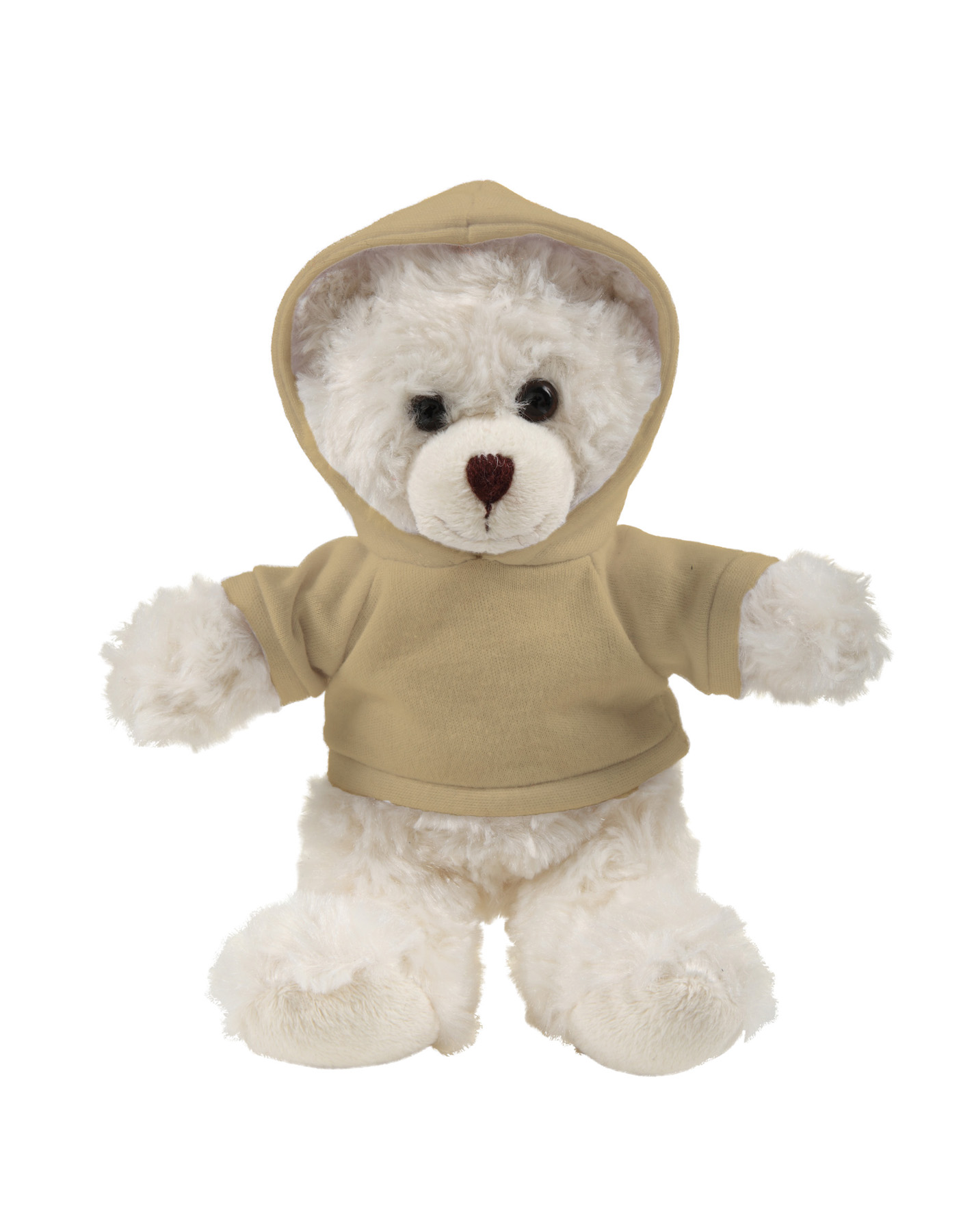 soft plush  Cream Curly Sitting Bear with hoodie 12