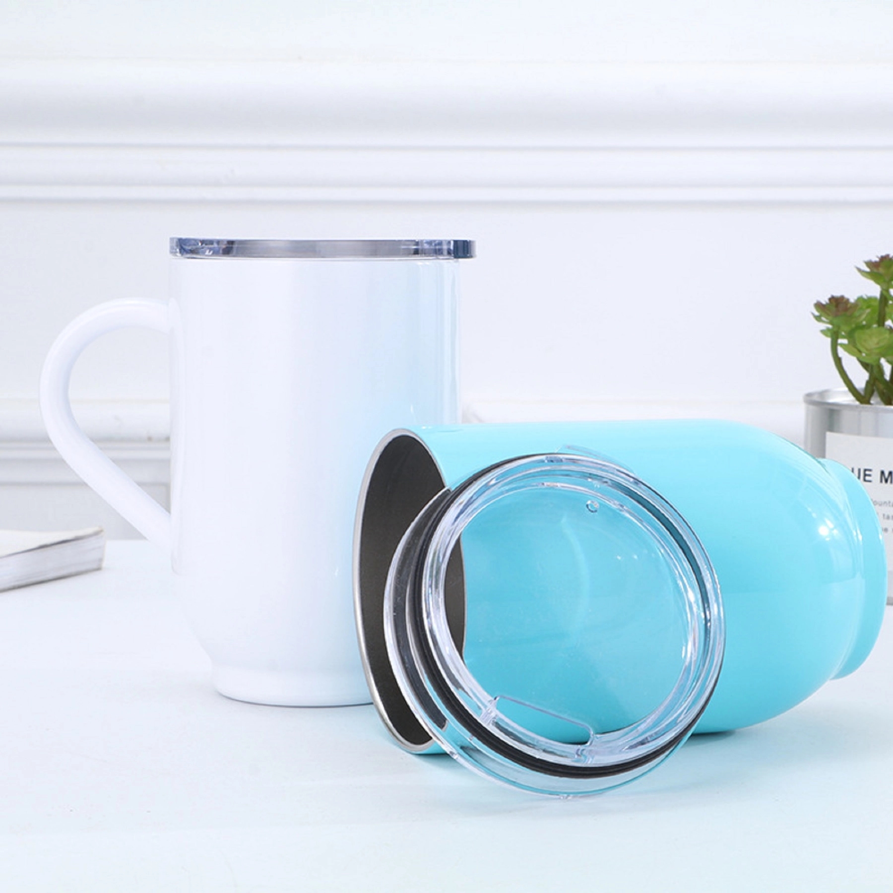 Double Wall Vacuum 16oz Wine Tumbler with Handle 2