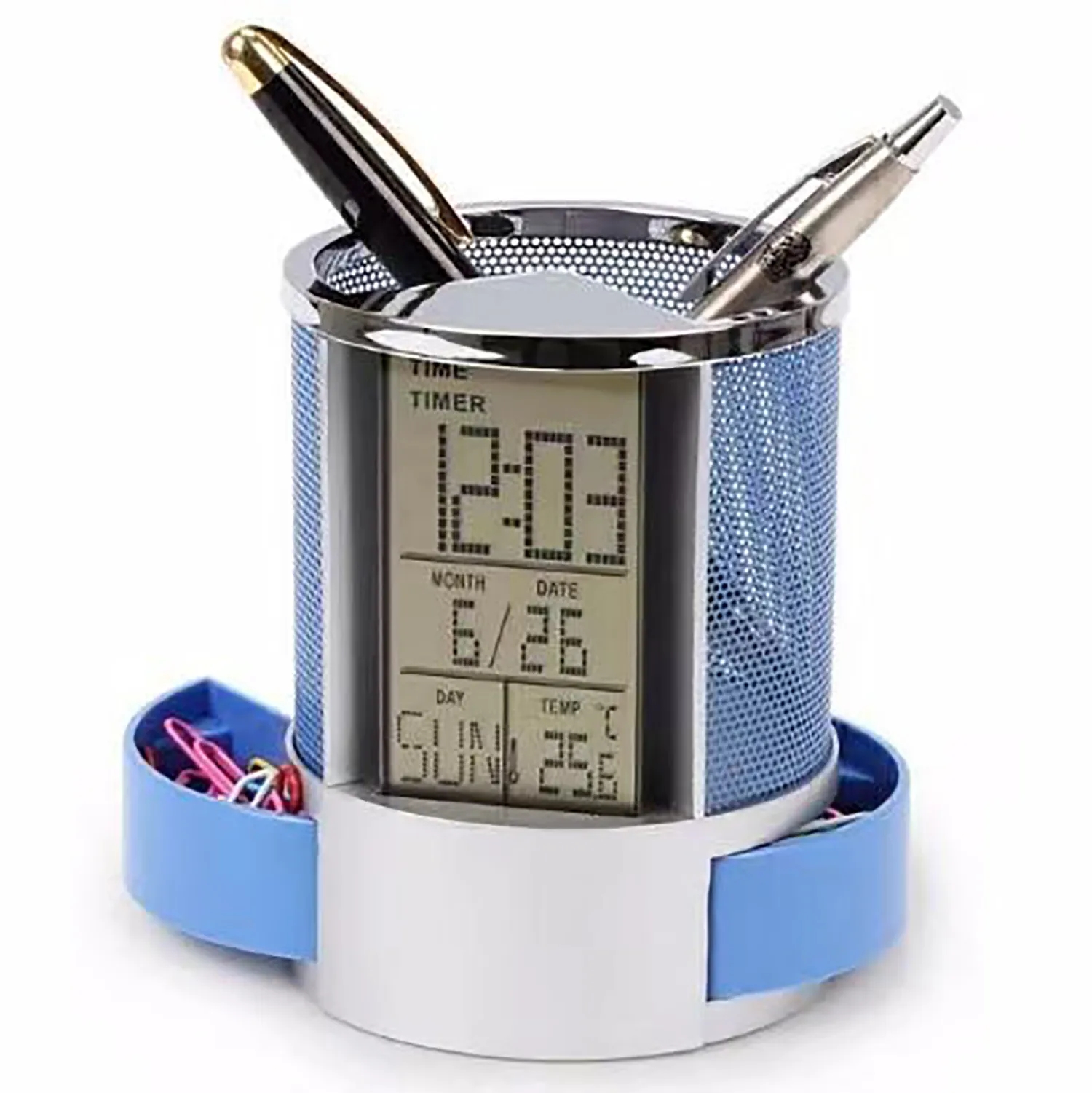 Multifunction Desk Clock with Pen Cup 5