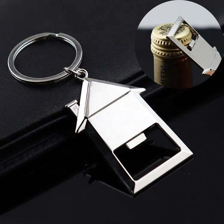House Shaped Metal Bottle Opener Keychain - MOQ50 Quantity 1