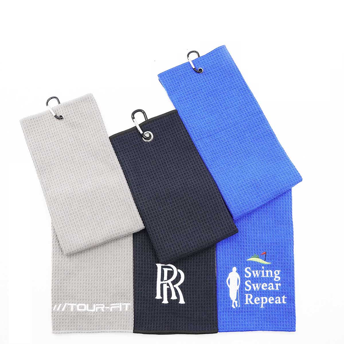 15.7"x 23.6" Embroidered Microfiber Golf Towel with Grommet & Carabiner 1