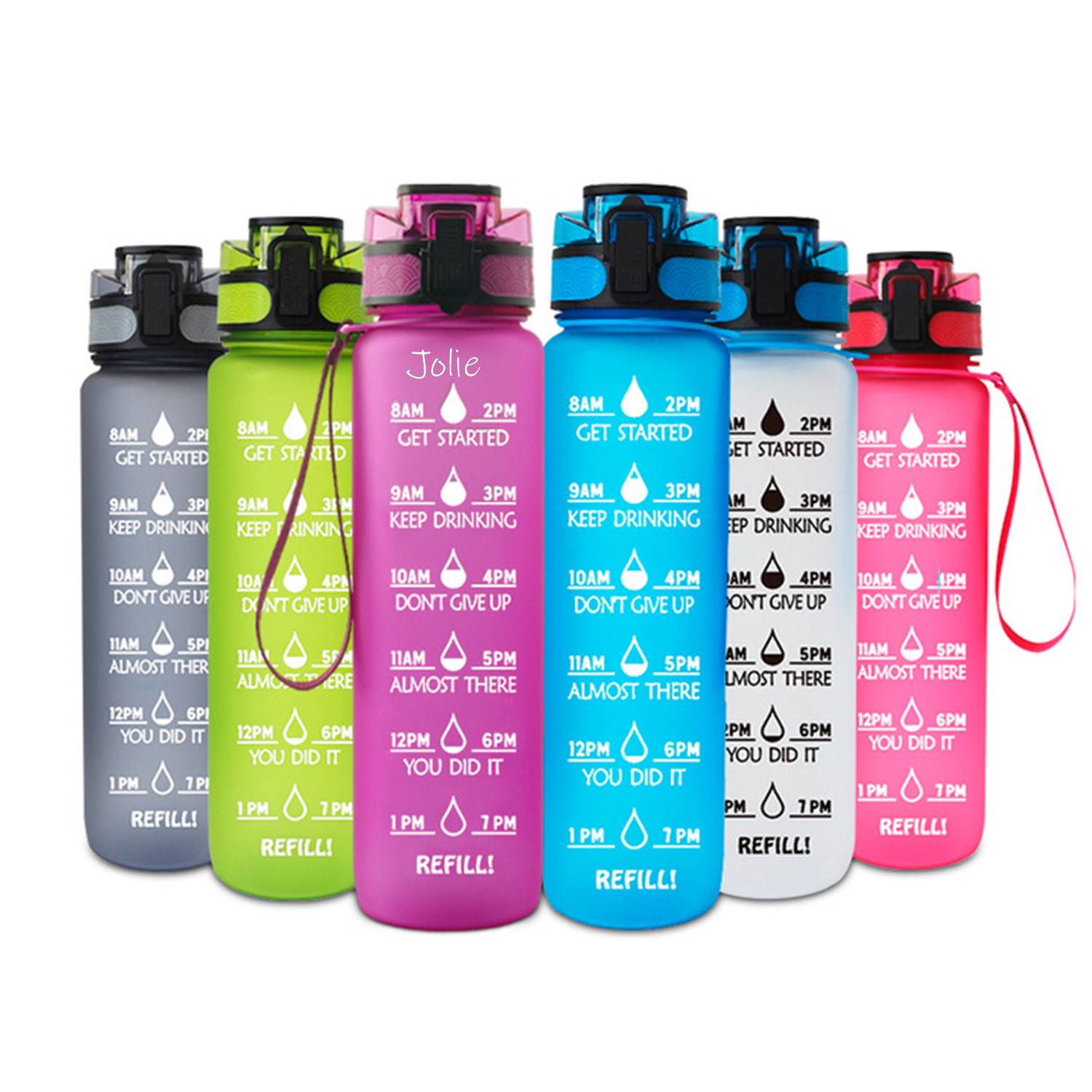 Plastic Sport Water Bottle with Time Markers
