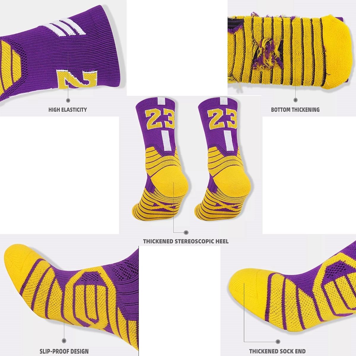 Athletic Sports Crew Socks With 3D Ankle Protection 3