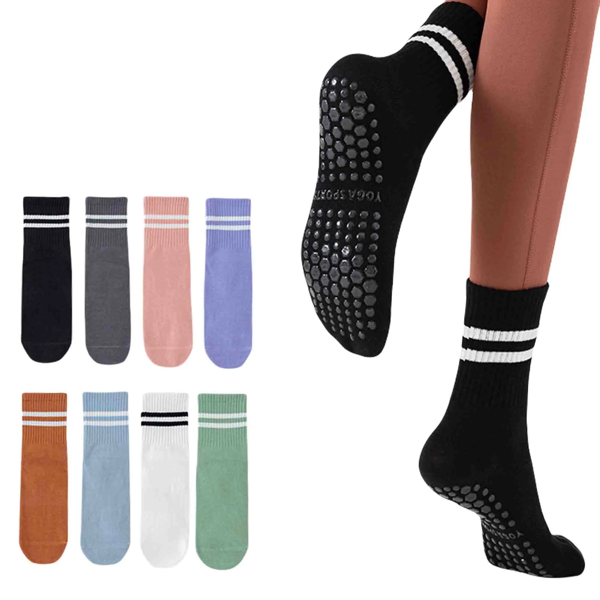 Non Slip Grip Socks with Cushion for Yoga Pilates Barre
