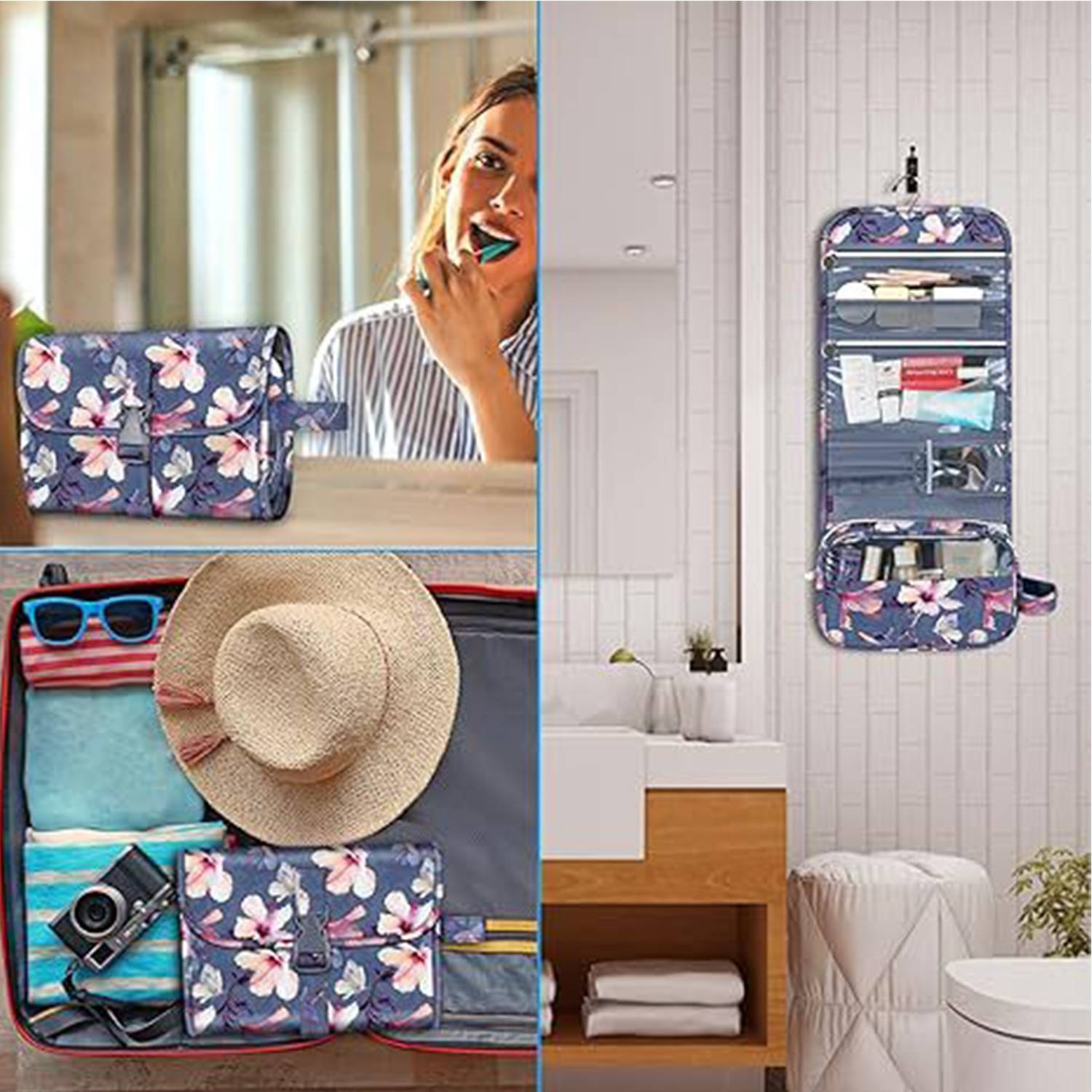 Portable Hanging Toiletry Bag for Travel Makeup & Wash 4