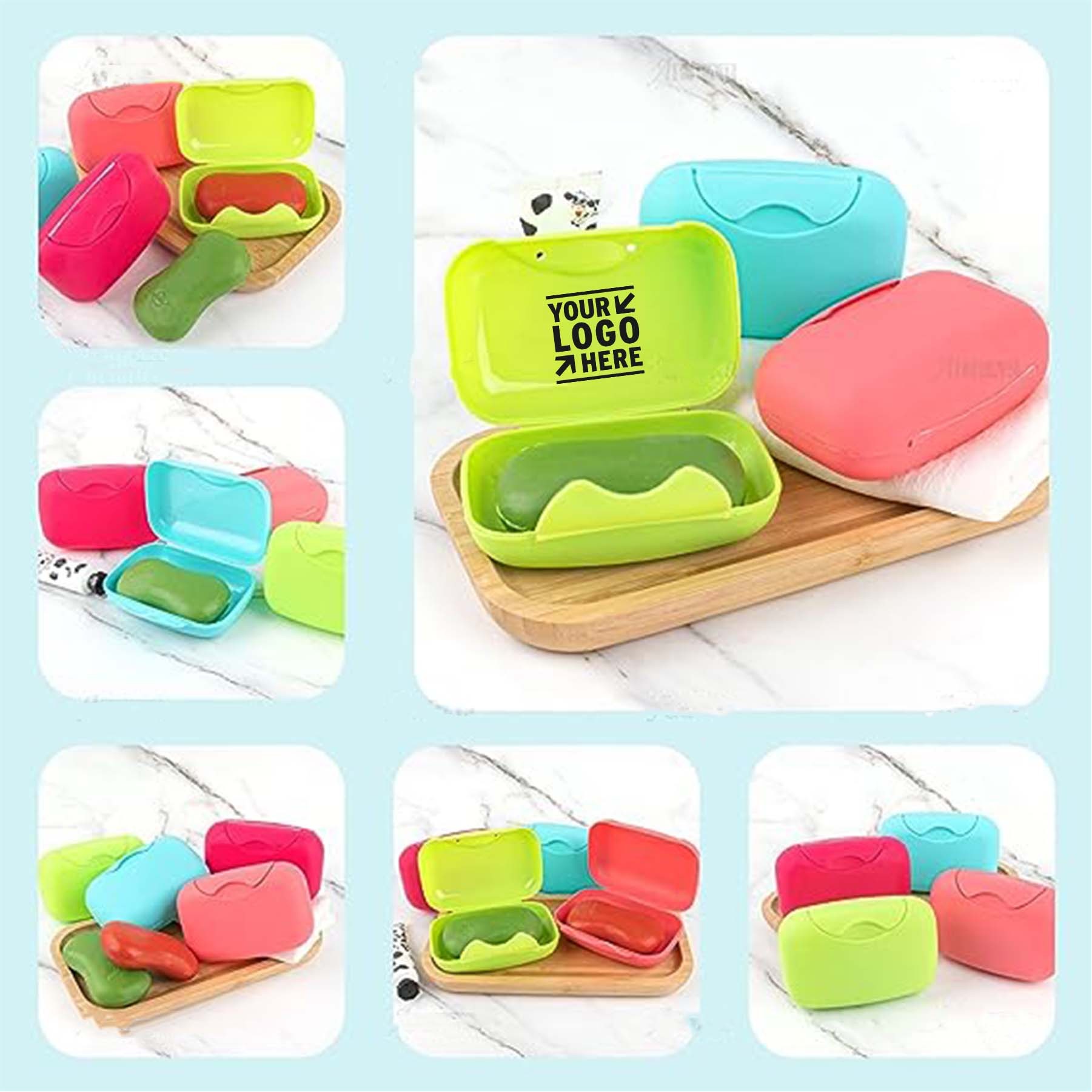 Home Bathroom Outdoor Candy Color Portable Travel Plastic Soap Box with Lid 2
