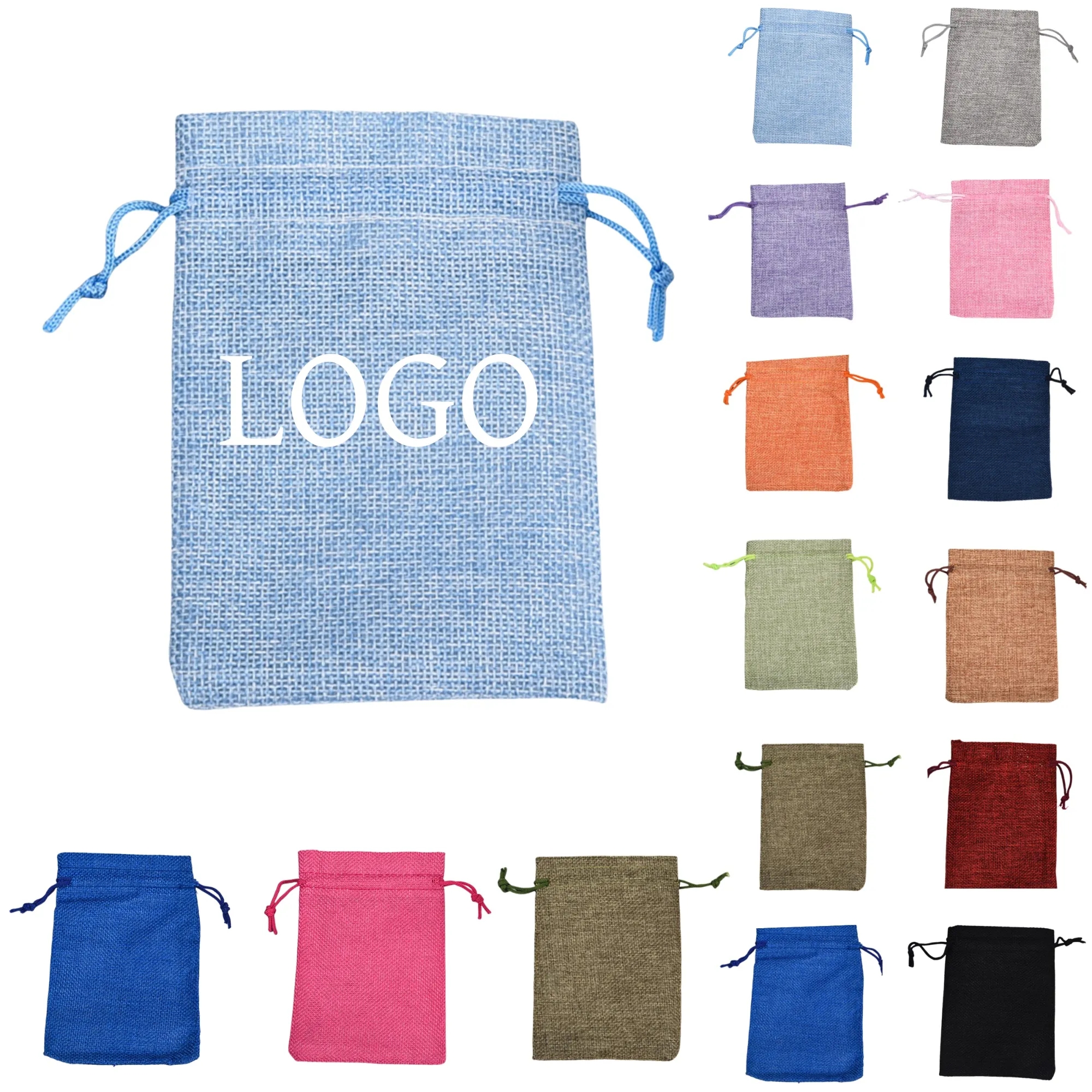 Linen Vintage Drawstring Pocket Gift Bag 7