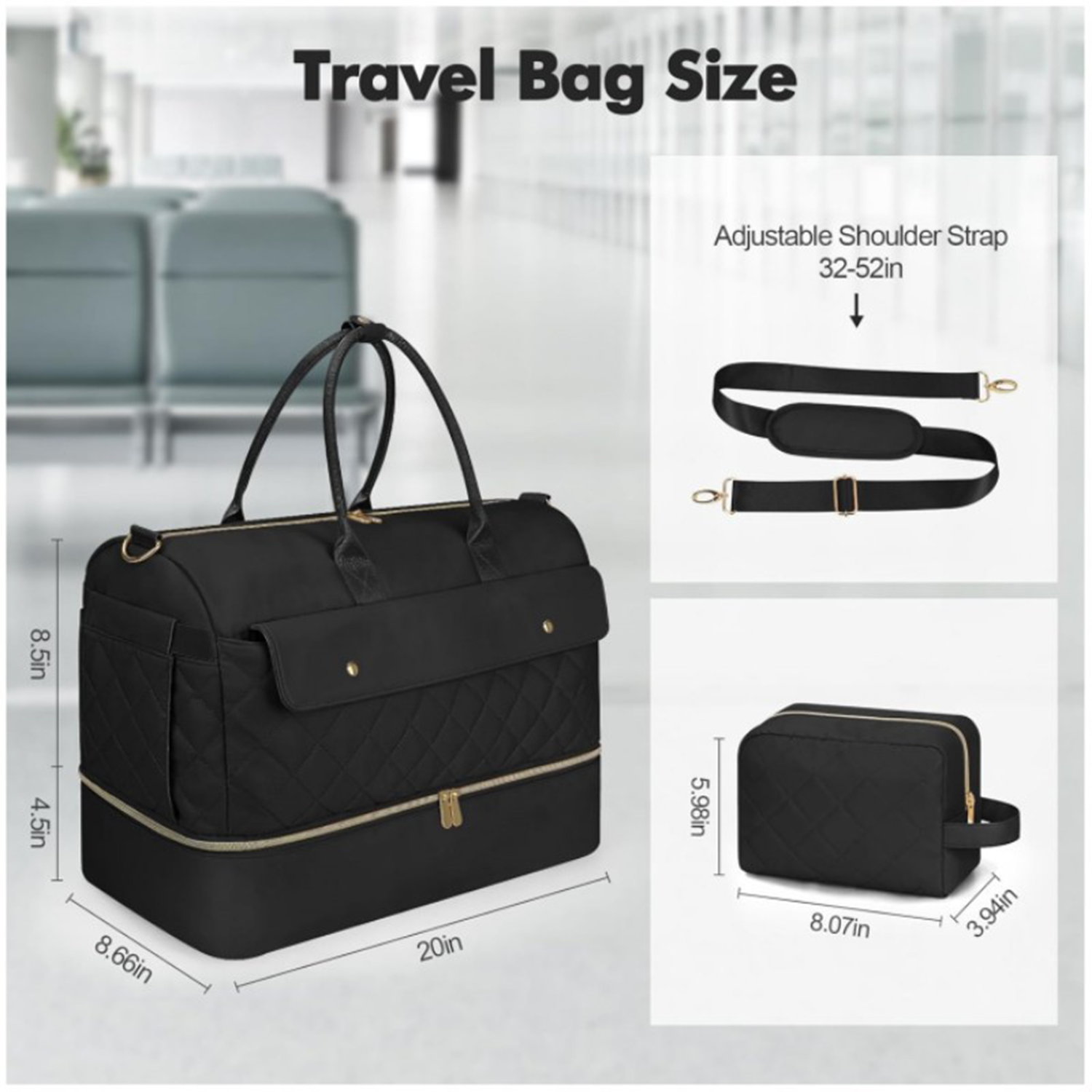 Carry On Overnight Shoe Compartment Travel Duffel Bag 4