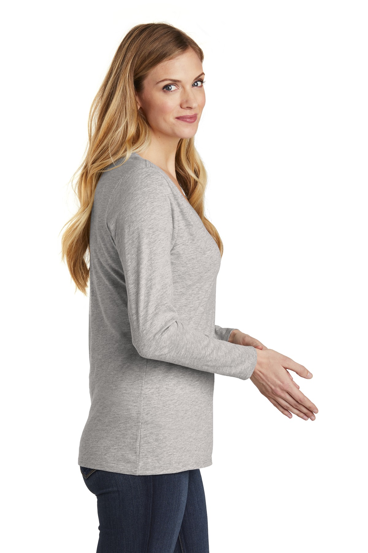 District Women's Very Important Tee Long Sleeve V-Neck. DT6201 17