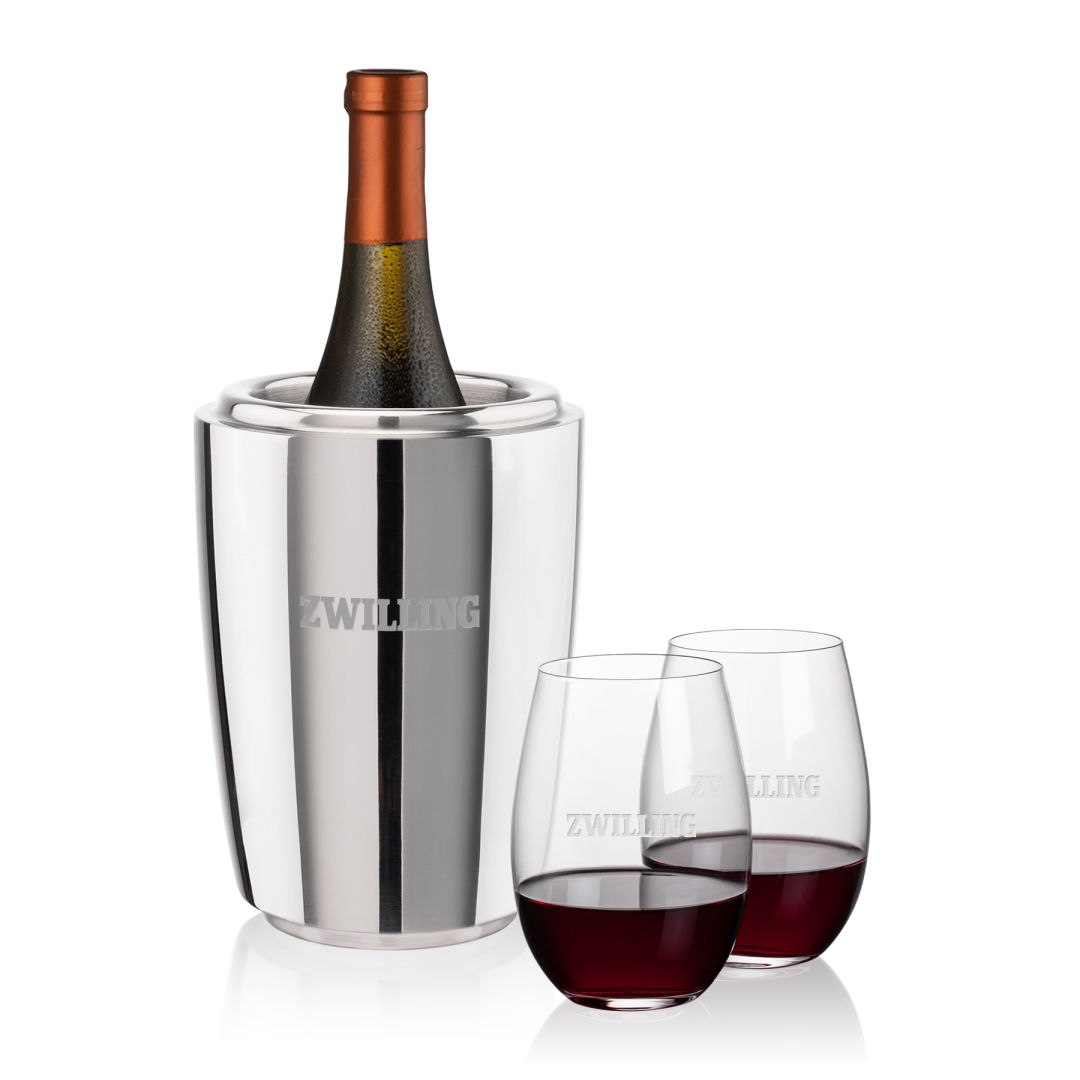 Pescara Wine Cooler & Laurent Stemless Wine Set 4