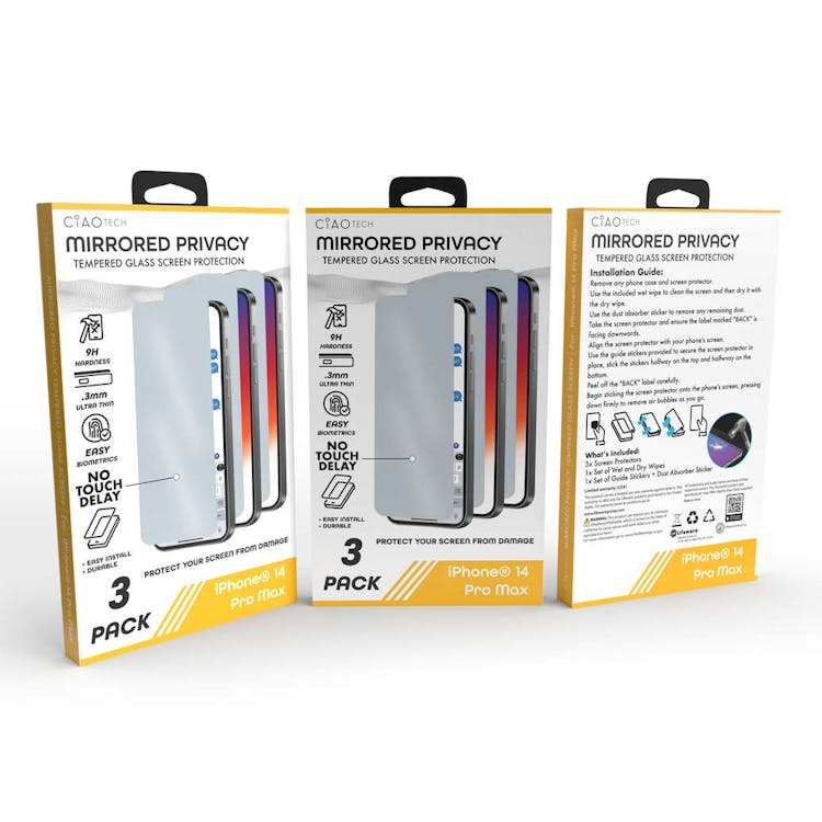 Iphone 14 Pro Max Mirrored Glass Screen Protector 3pk 2