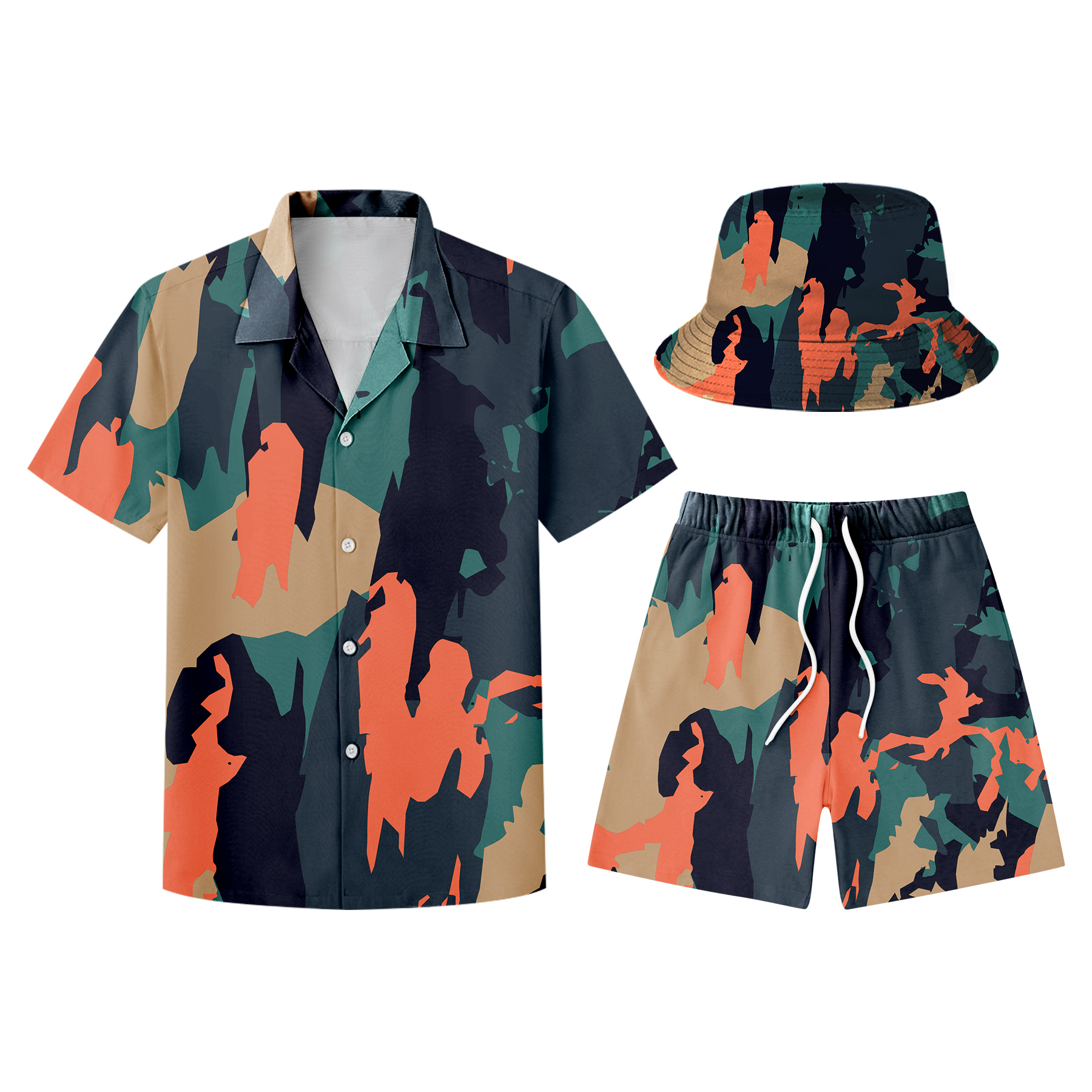 Hawaiian Shirts, Shorts And Bucket Hats Sets 9