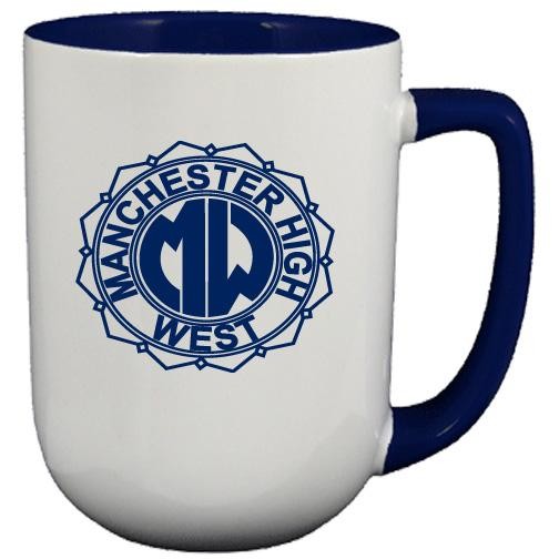 17 oz Cobalt Blue In and Handle / White Out Arlen Mug
