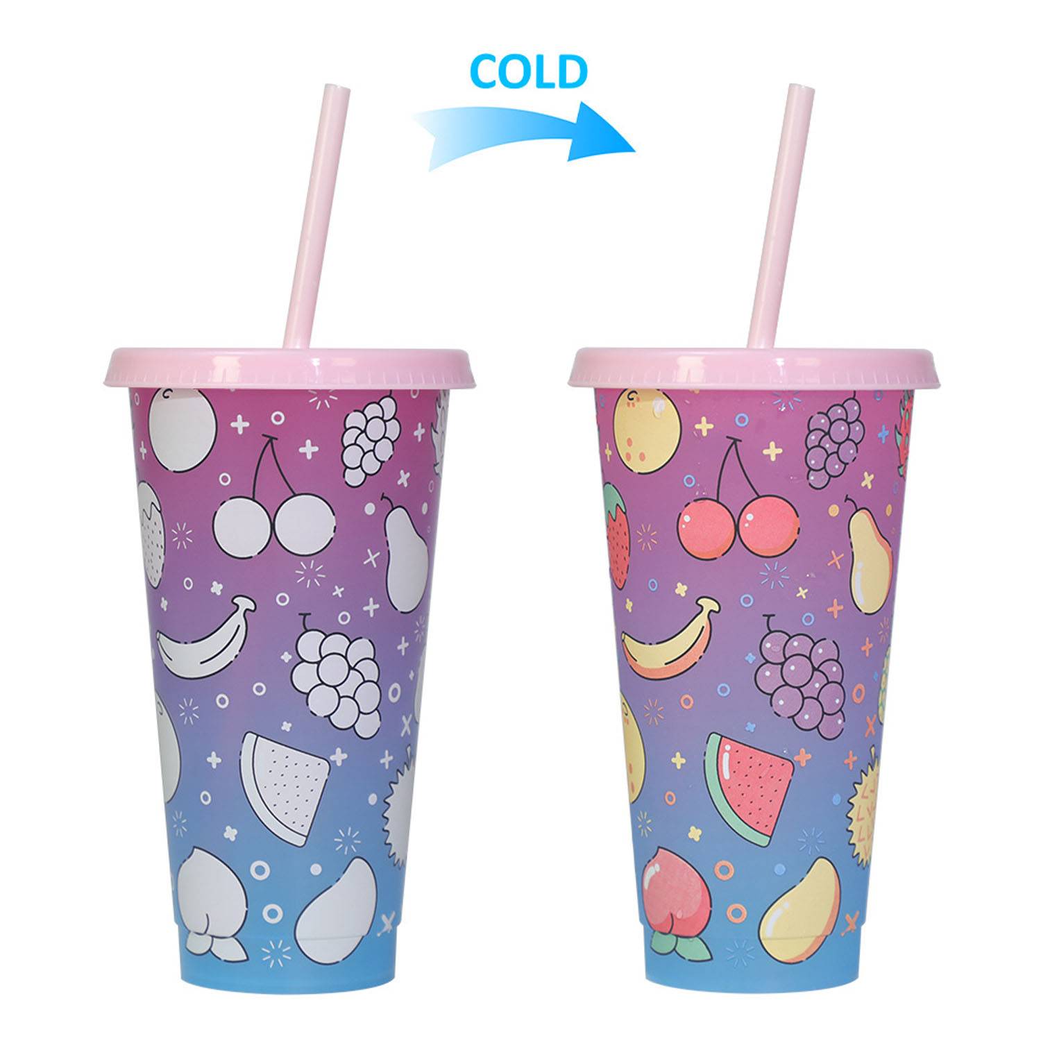 24oz Reusable Color Changing Plastic Cold Drink Cup 6
