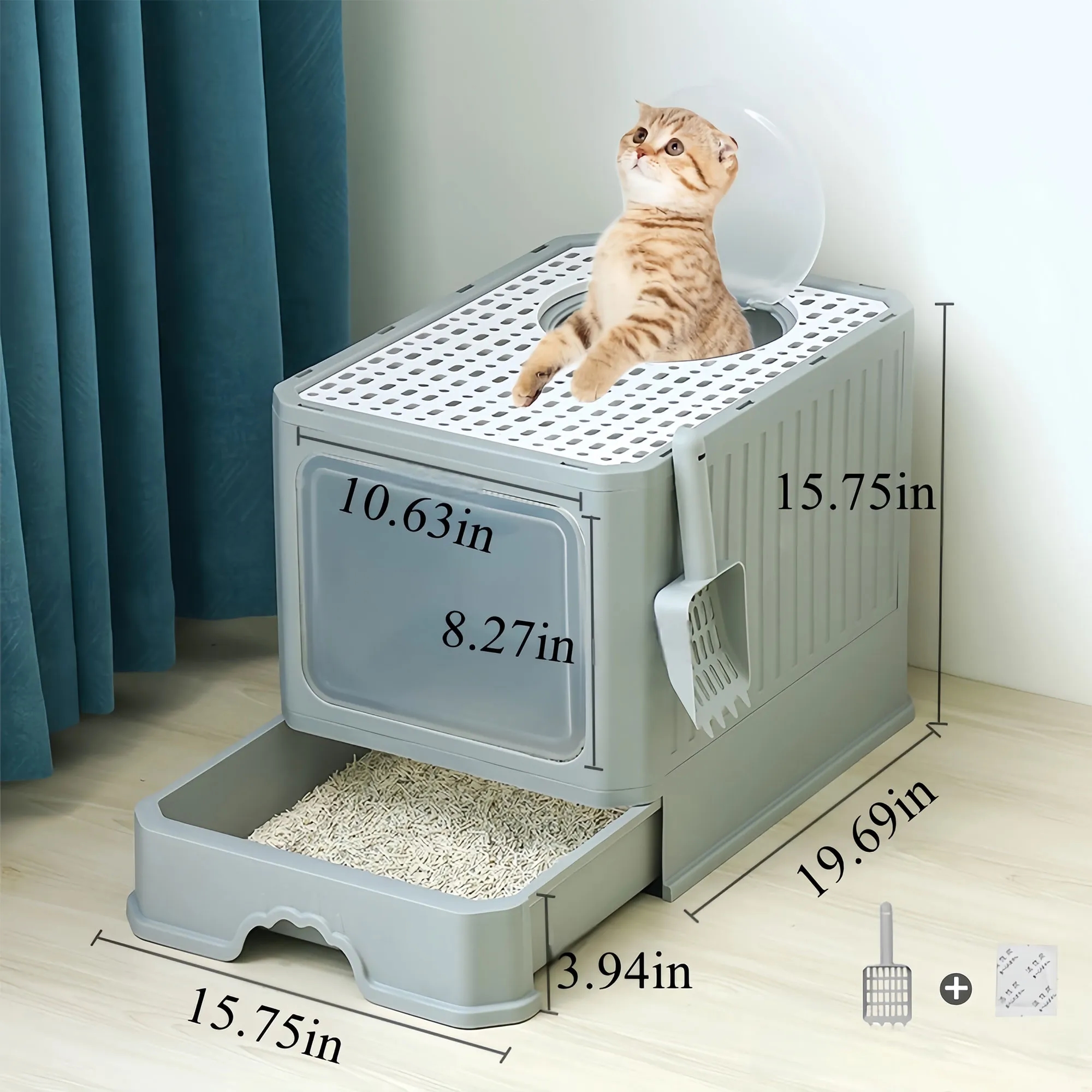 Premium Odor Control Cat Litter Box Anti Splash Design 9