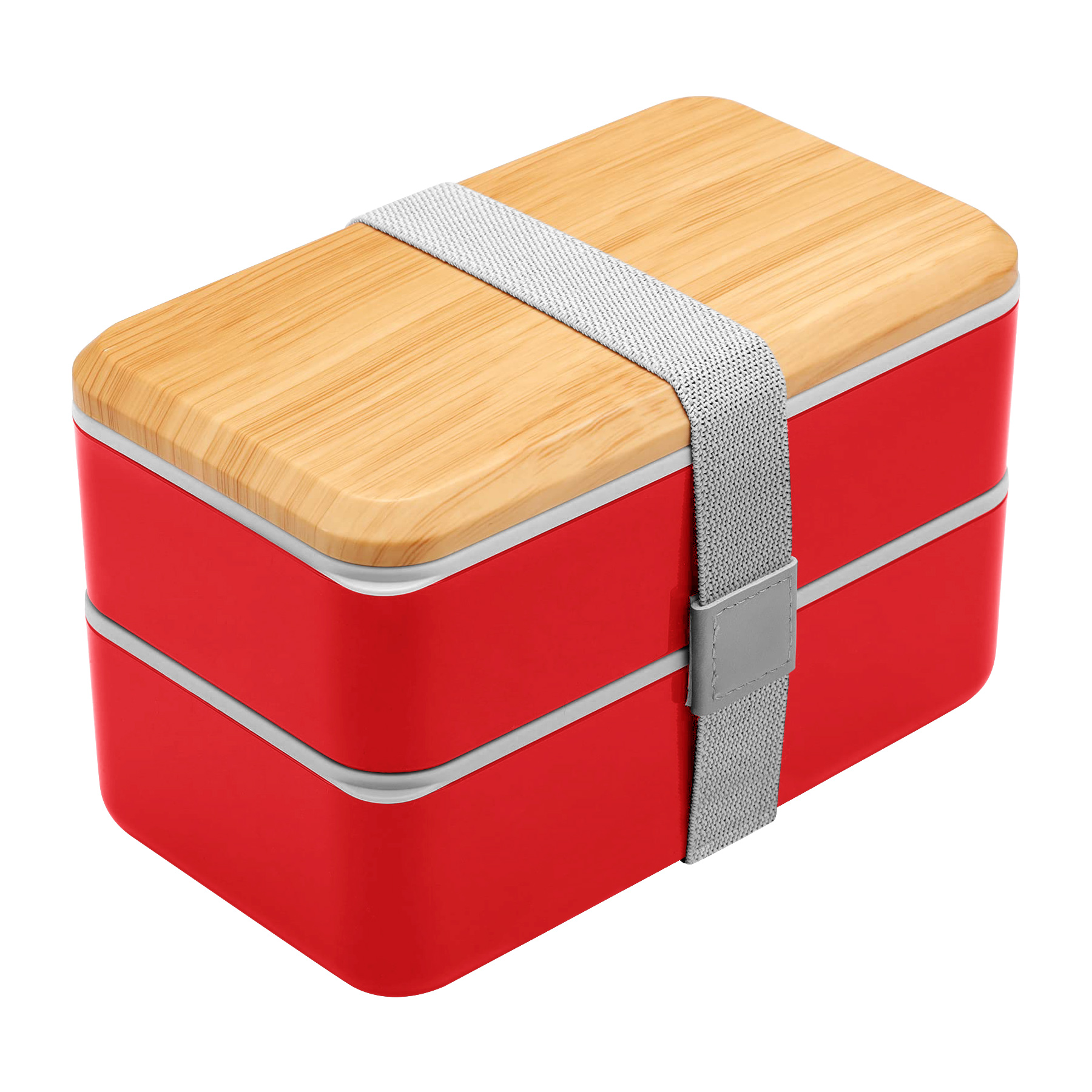 Wood Grain Double Decker Portable Lunch Box 2