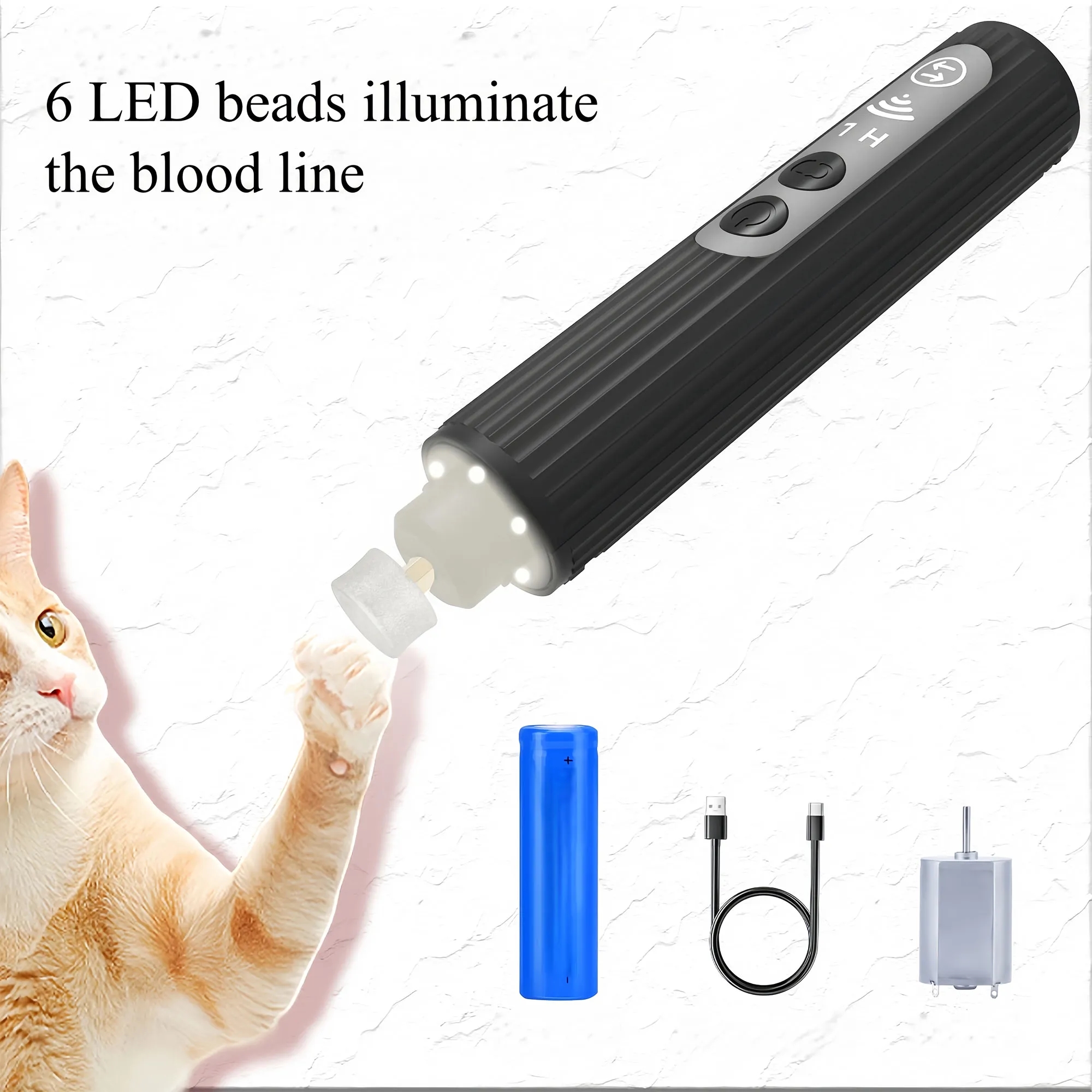Professional Pet Nail Grinder With LED Light And Type C Port 2