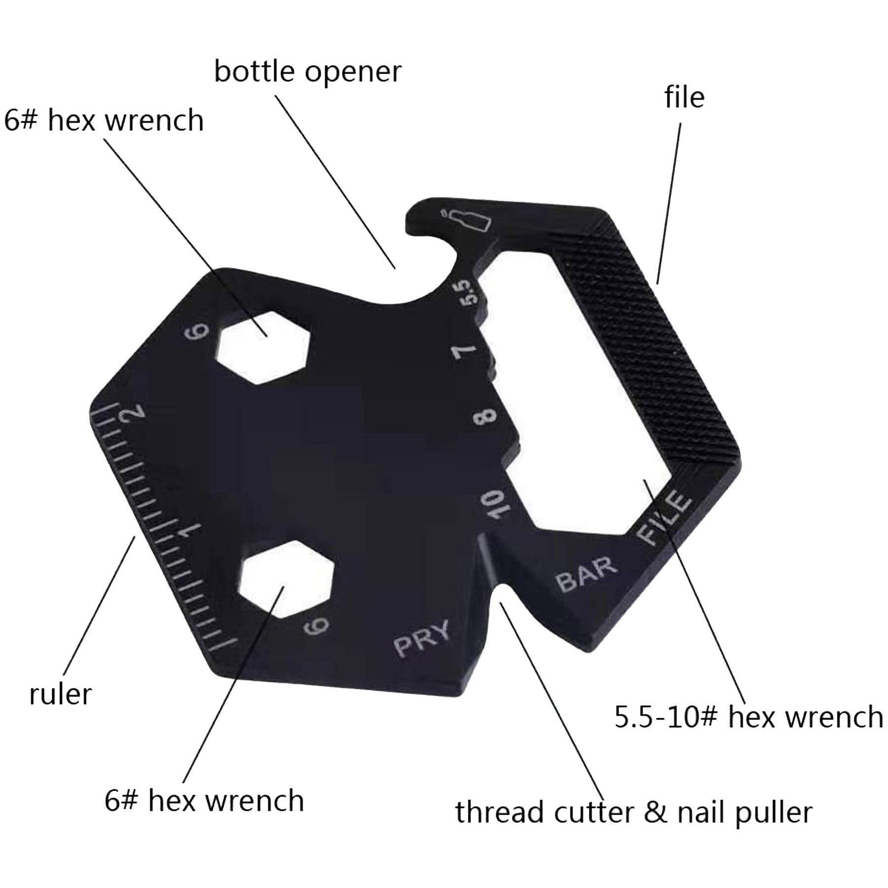 Multitool Card Key Chain Hexagonal Kit 1