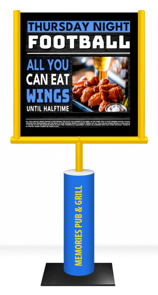 Goal Post Football Display (86" x 35") With Hanging Sign 2
