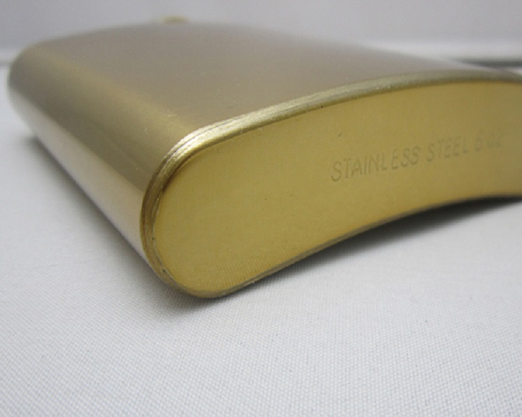 Gold Plated Color SS Hip Flask 6oz 2