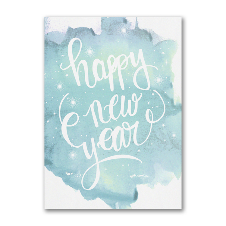 Watercolor New Year Holiday Card 1