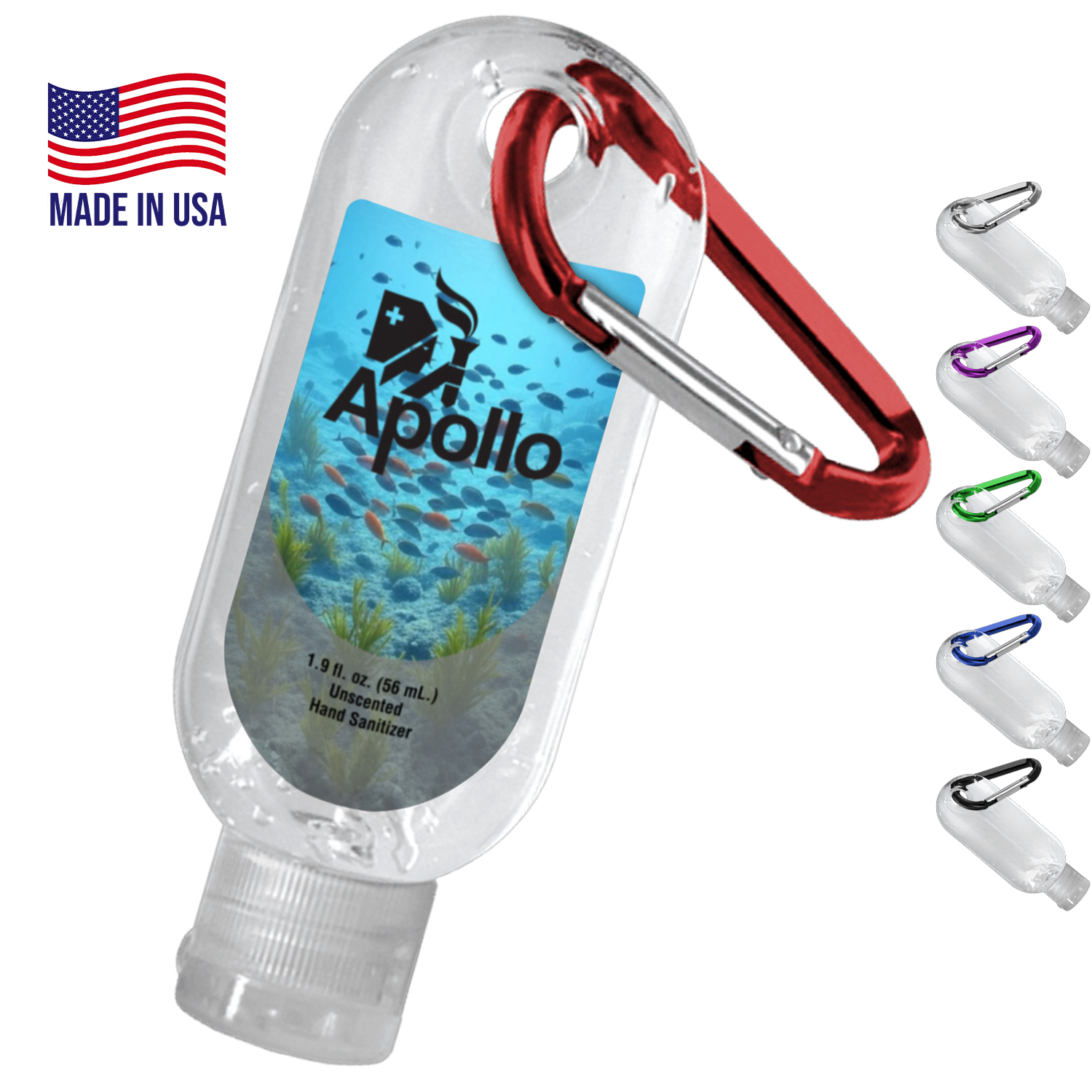 Clear Bottle 1.9 oz. Sanitizer with Carabiner 4