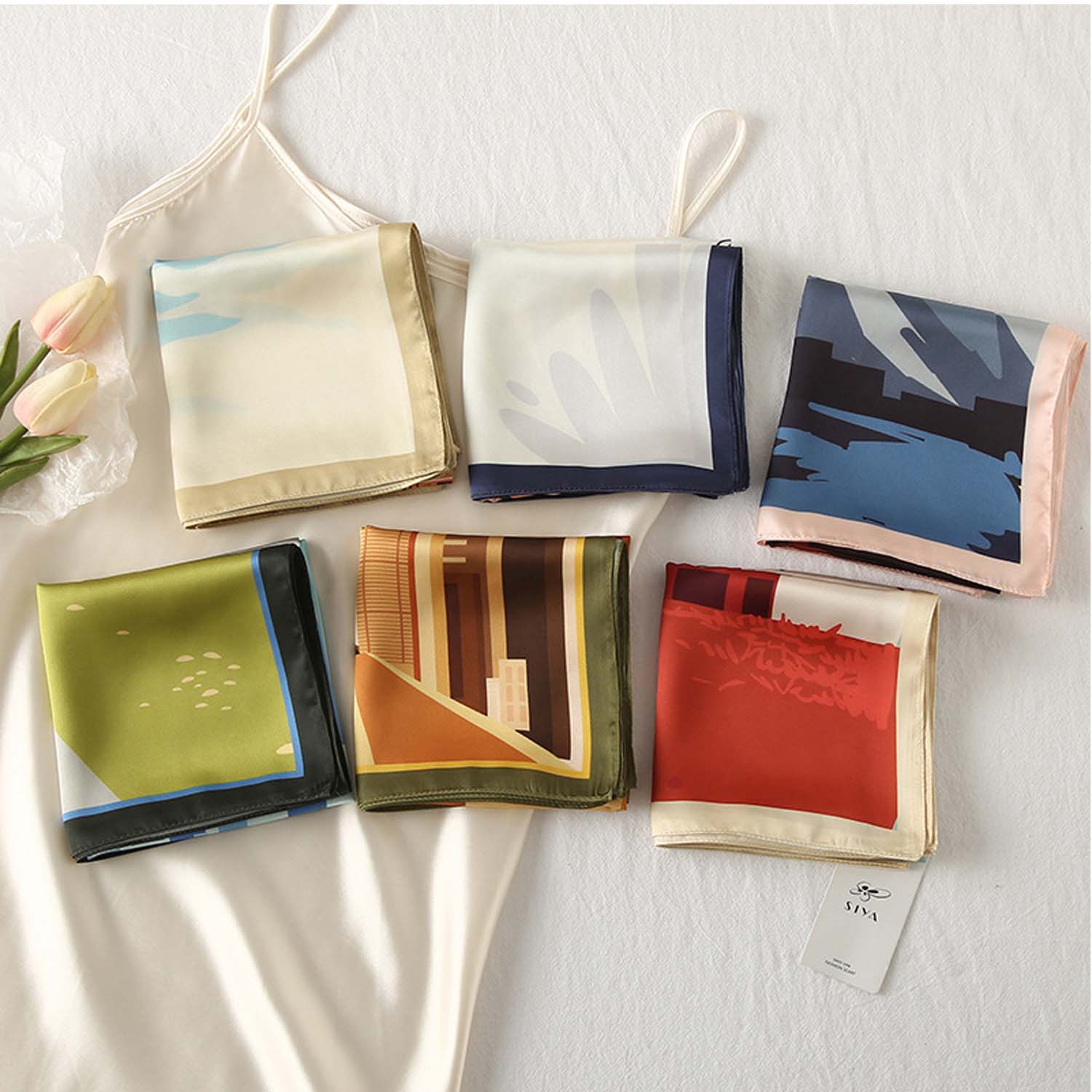 Polyester Silk-Like Square Scarf 4