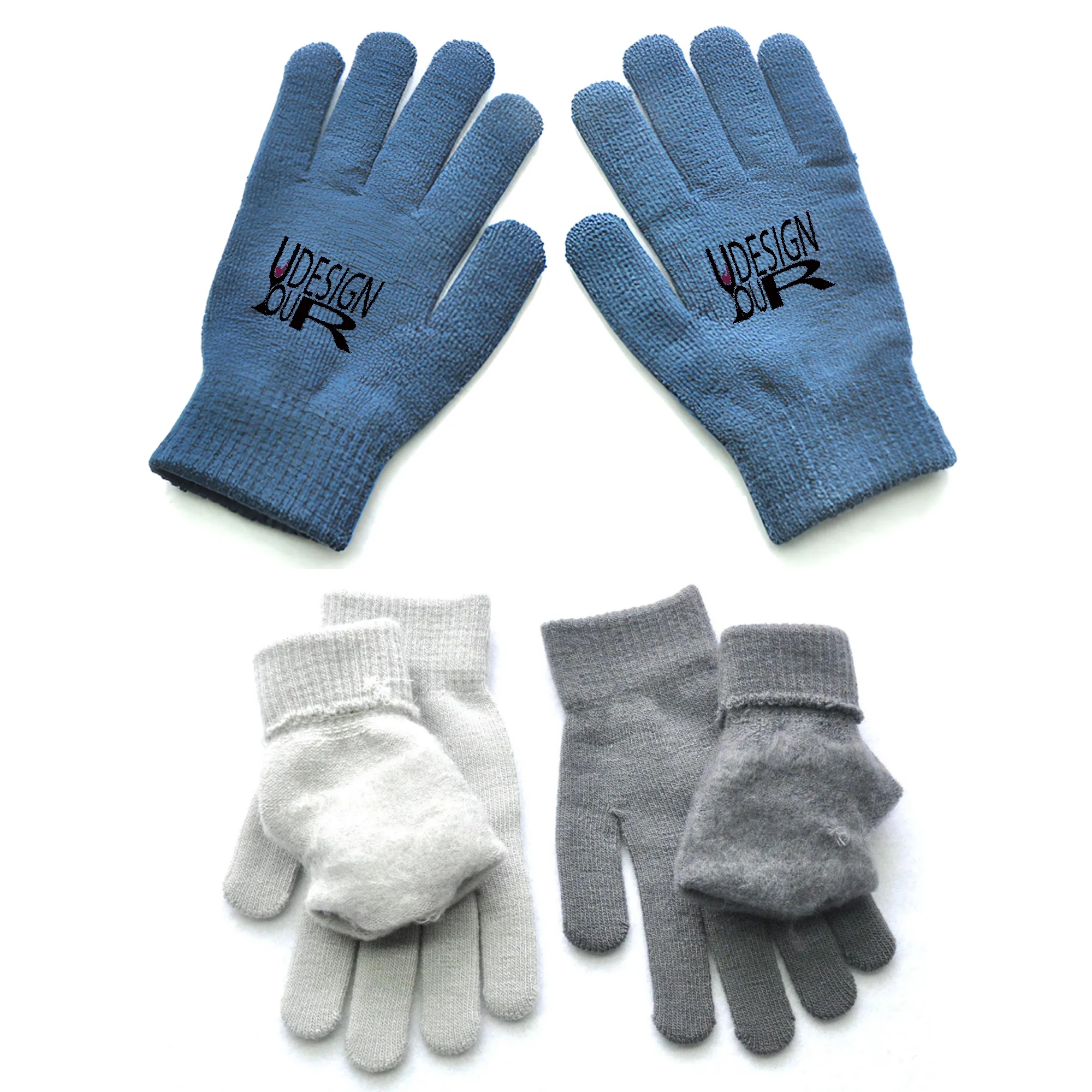 MOQ 50 PCS Winter Solid Color Knitted Gloves 1
