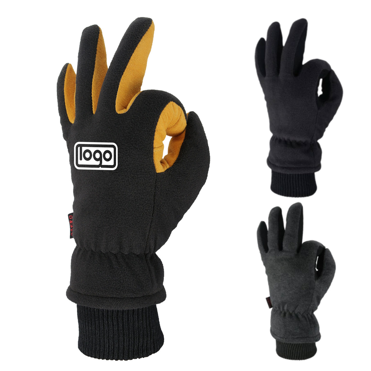 Deerskin and velvet winter warm gloves 1