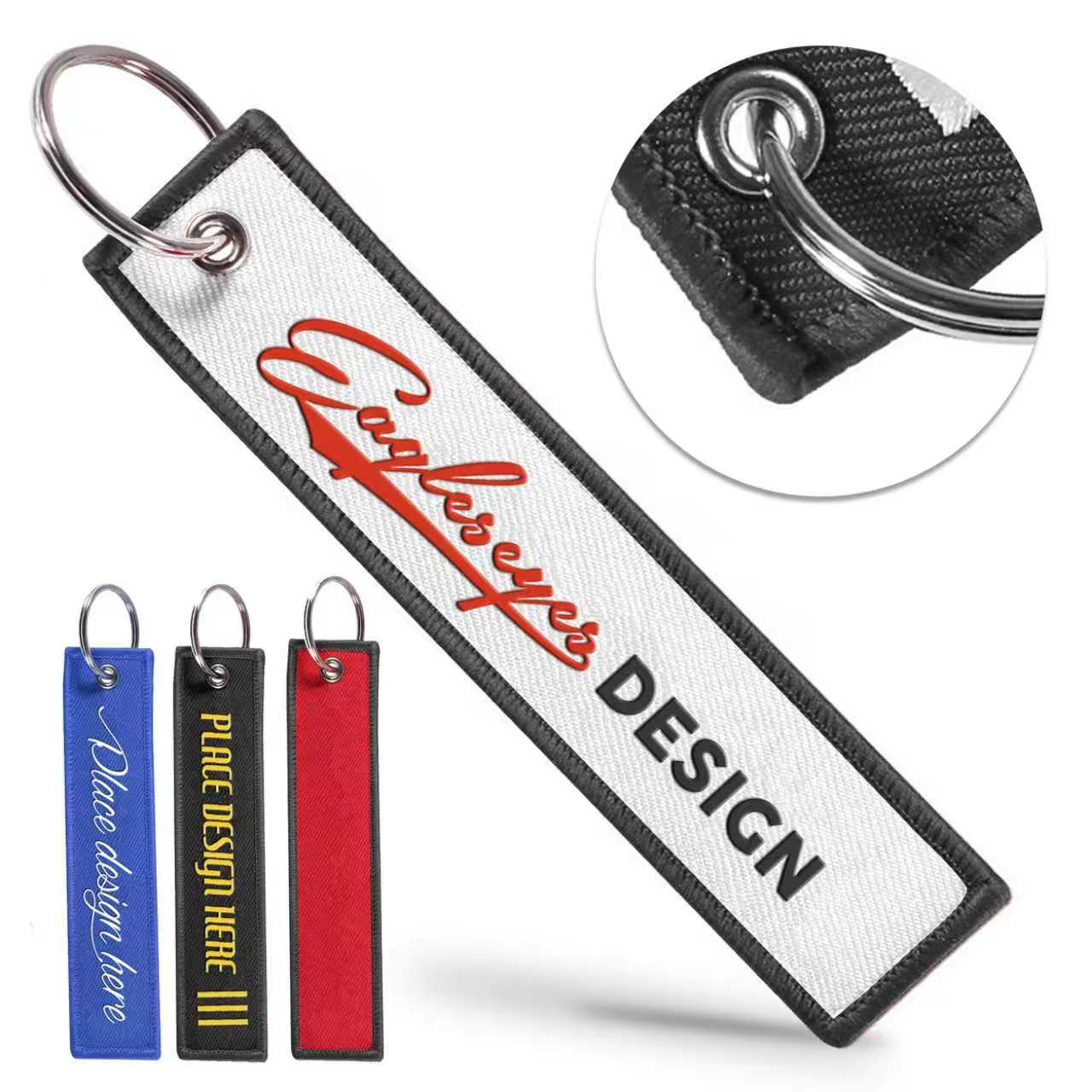 Custom Double Sides Embroidered Keychain Flight Key Tag 1
