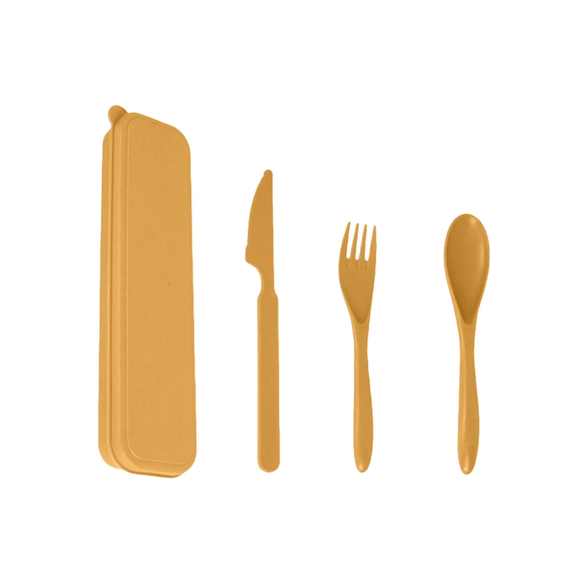 4 Pcs Portable Wheat Straw Cutlery Set With Case 7