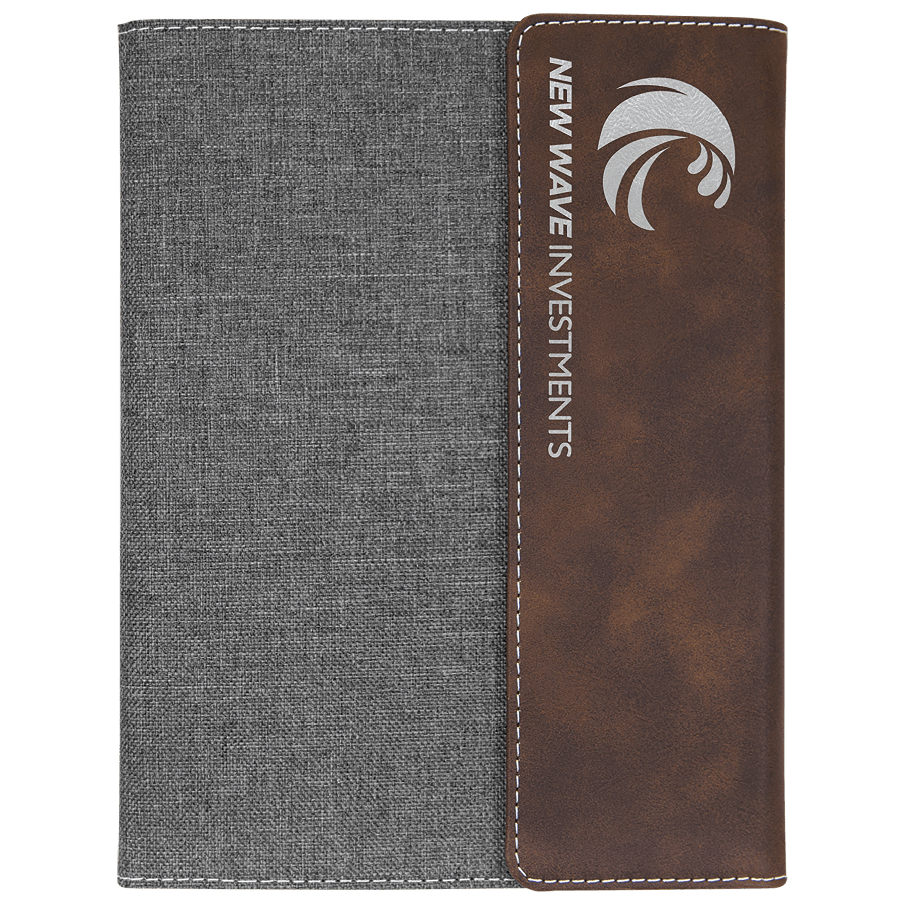 7" x 9" Rustic & Silver Leatherette & Gray Canvas Portfolio 4