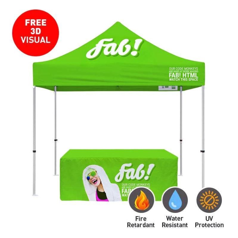 48 Hour Quick Ship PACKAGE 1 Premium 10' Canopy Tent + 6ft Table Throw 3 Side Kit