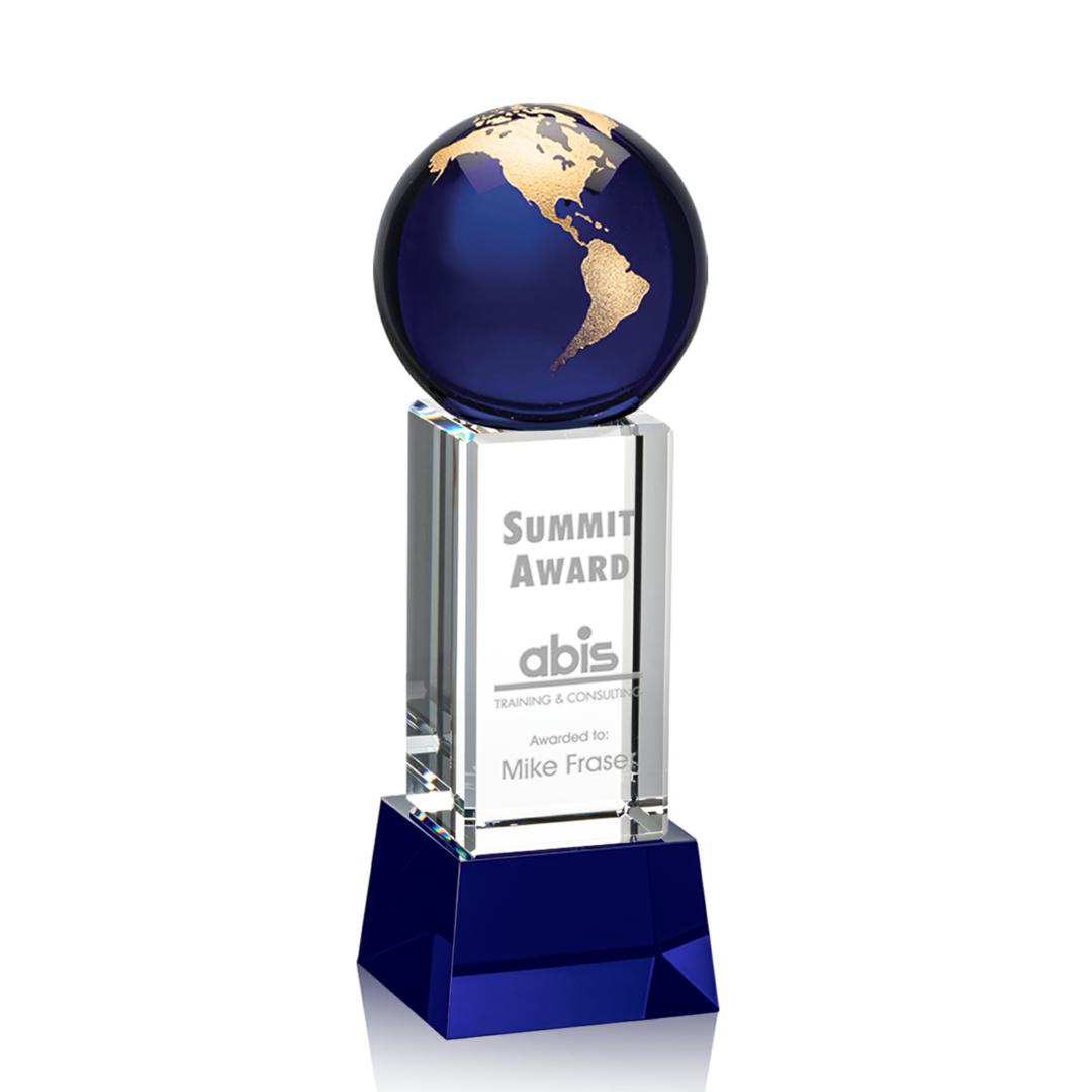 Luz Globe Award on Base - Blue/Gold 14